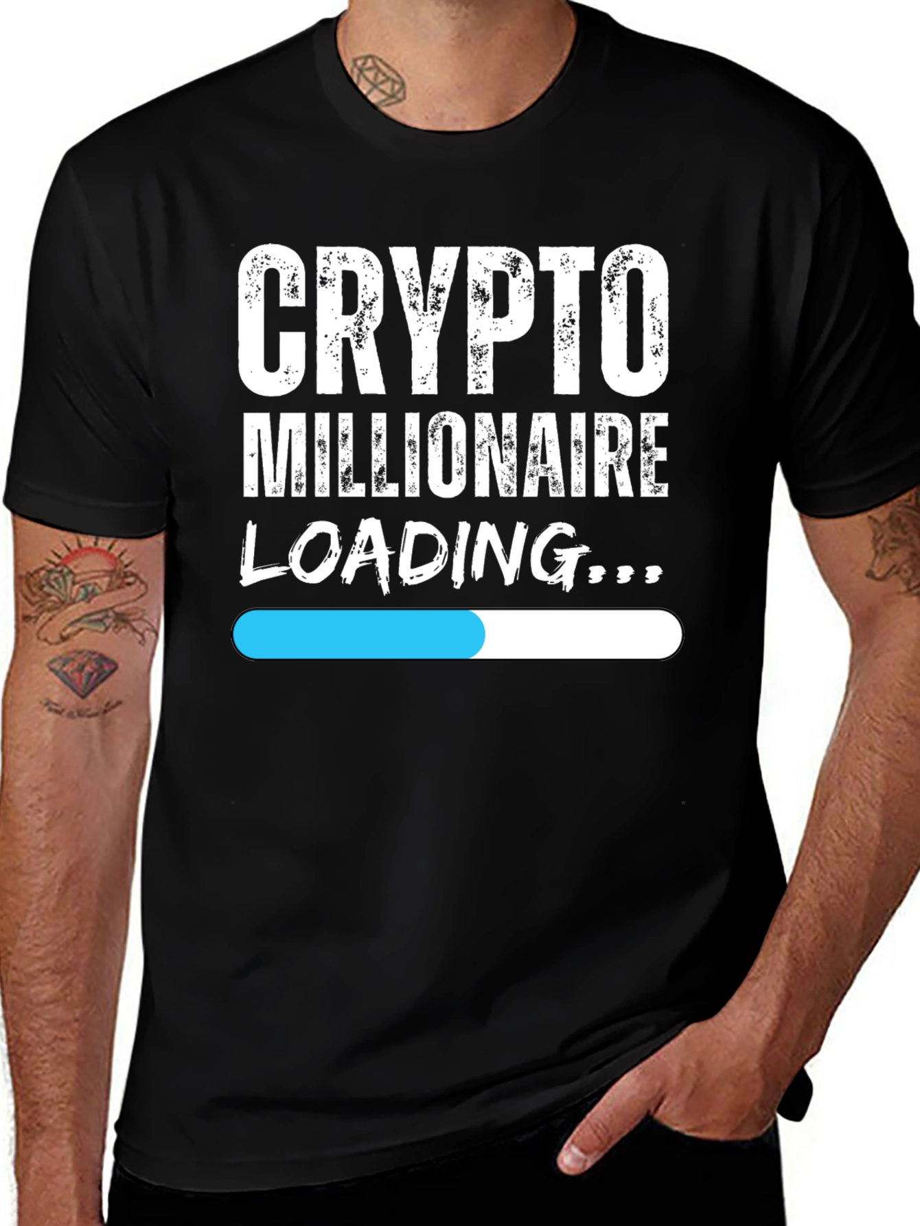 Variant 10 of Crypto Millionaire Loading T-Shirt - Black Cotton Tee