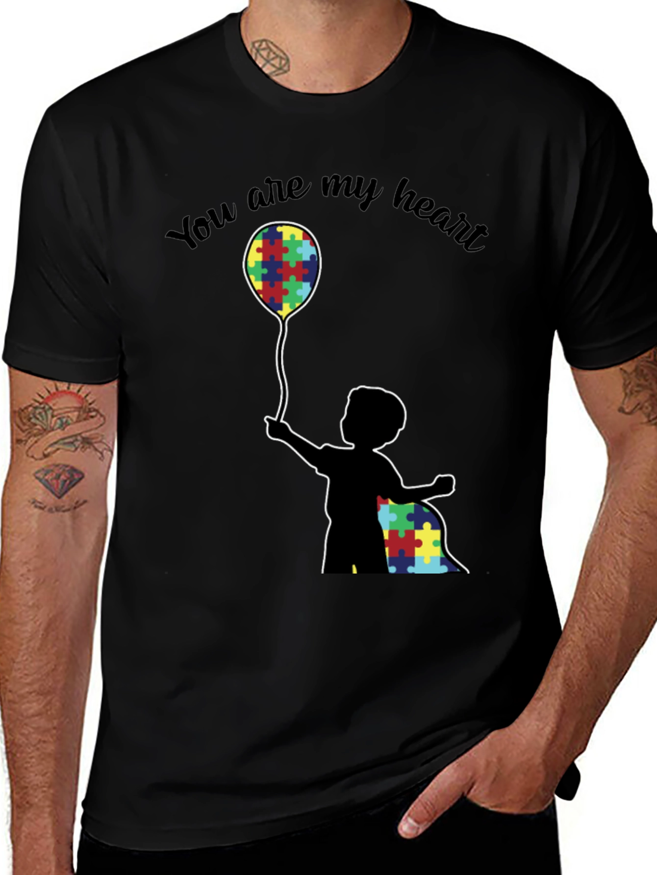 Variant 14 of Autism Awareness Puzzle Heart T-Shirt