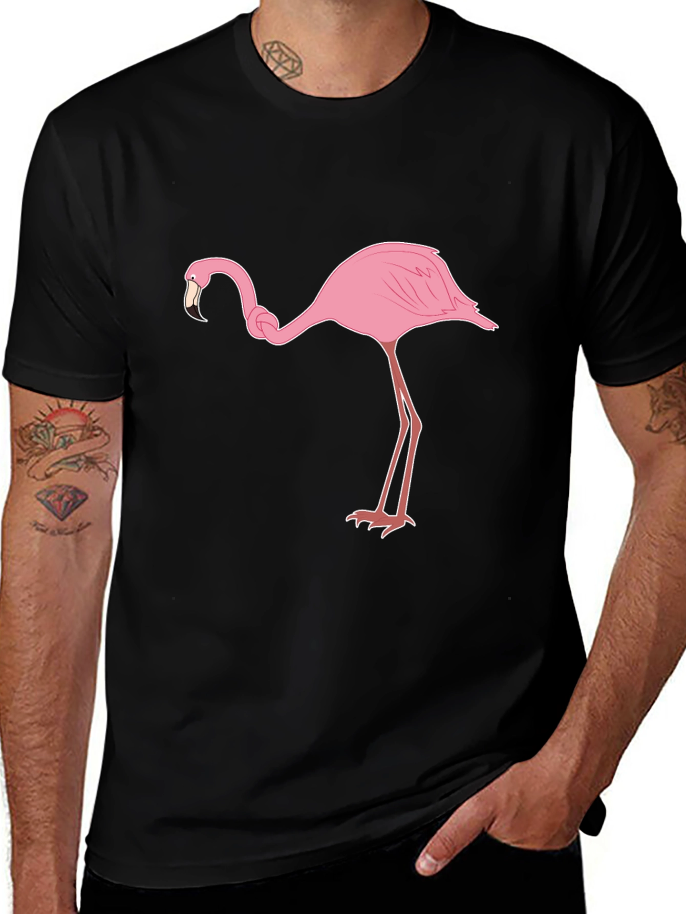 Variant 10 of Black Flamingo Graphic Tee - Casual Style