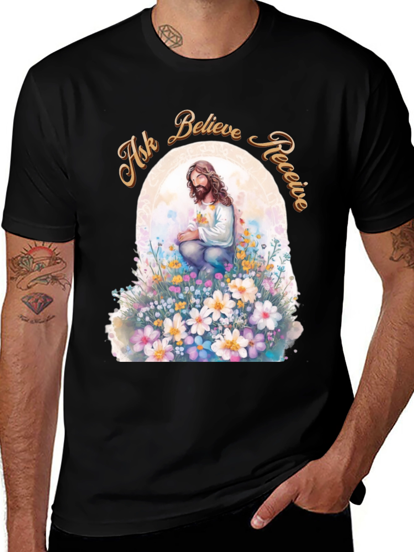 Variant 9 of Ask Believe Receive Graphic T-Shirt