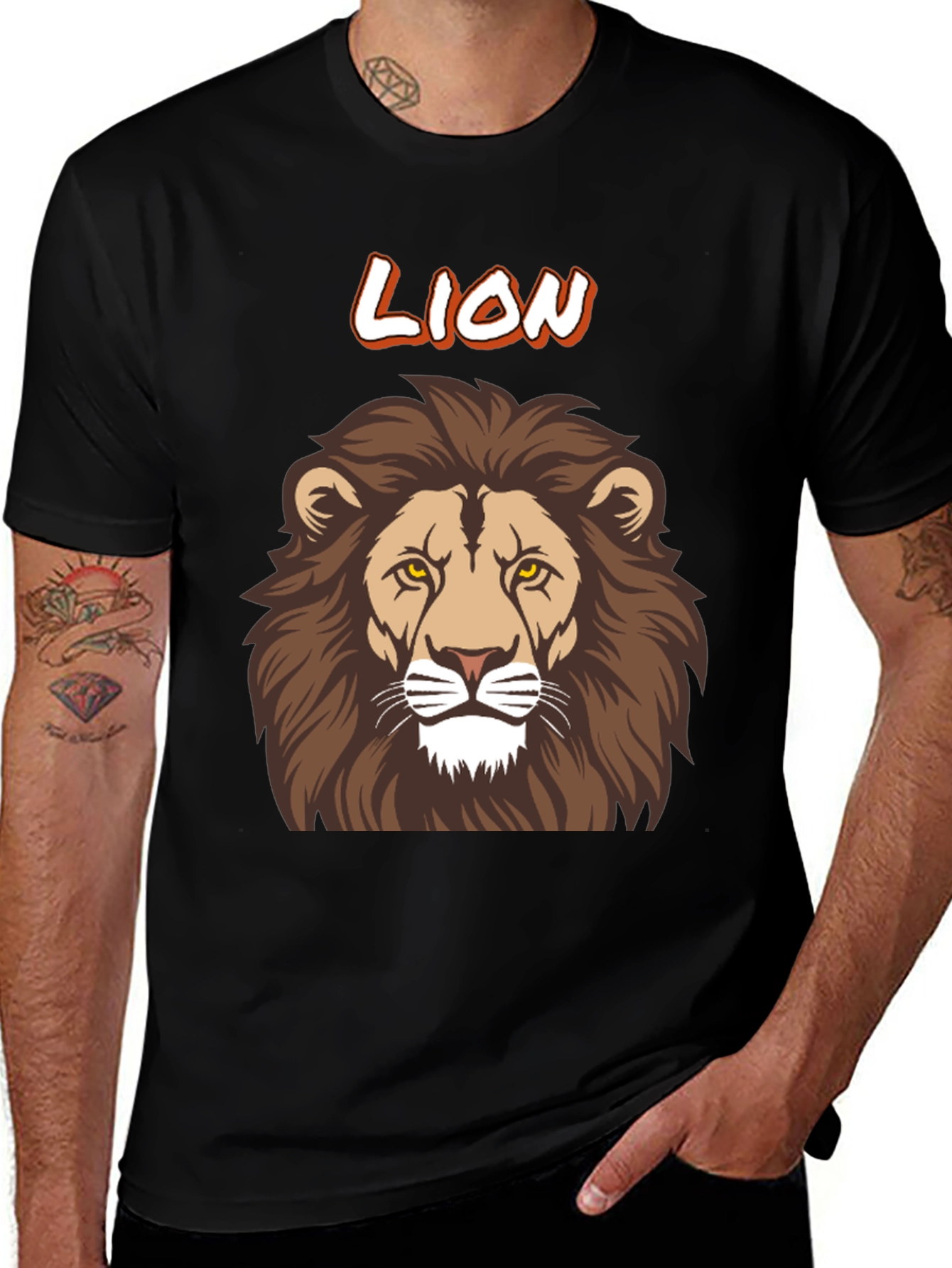 Variant 30 of Lion Graphic Print Black T-Shirt