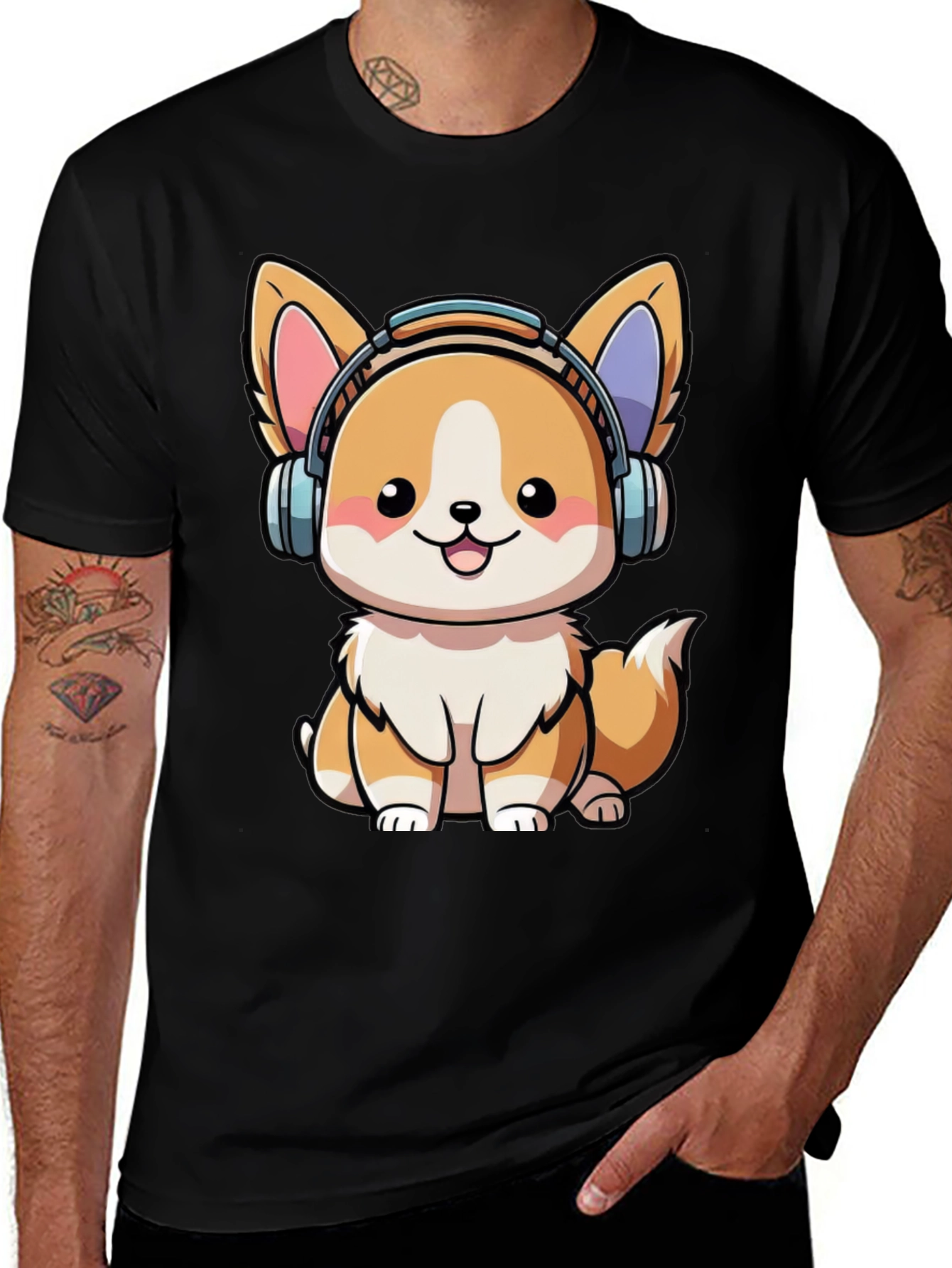 Variant 4 of Cute Corgi DJ Graphic Tee