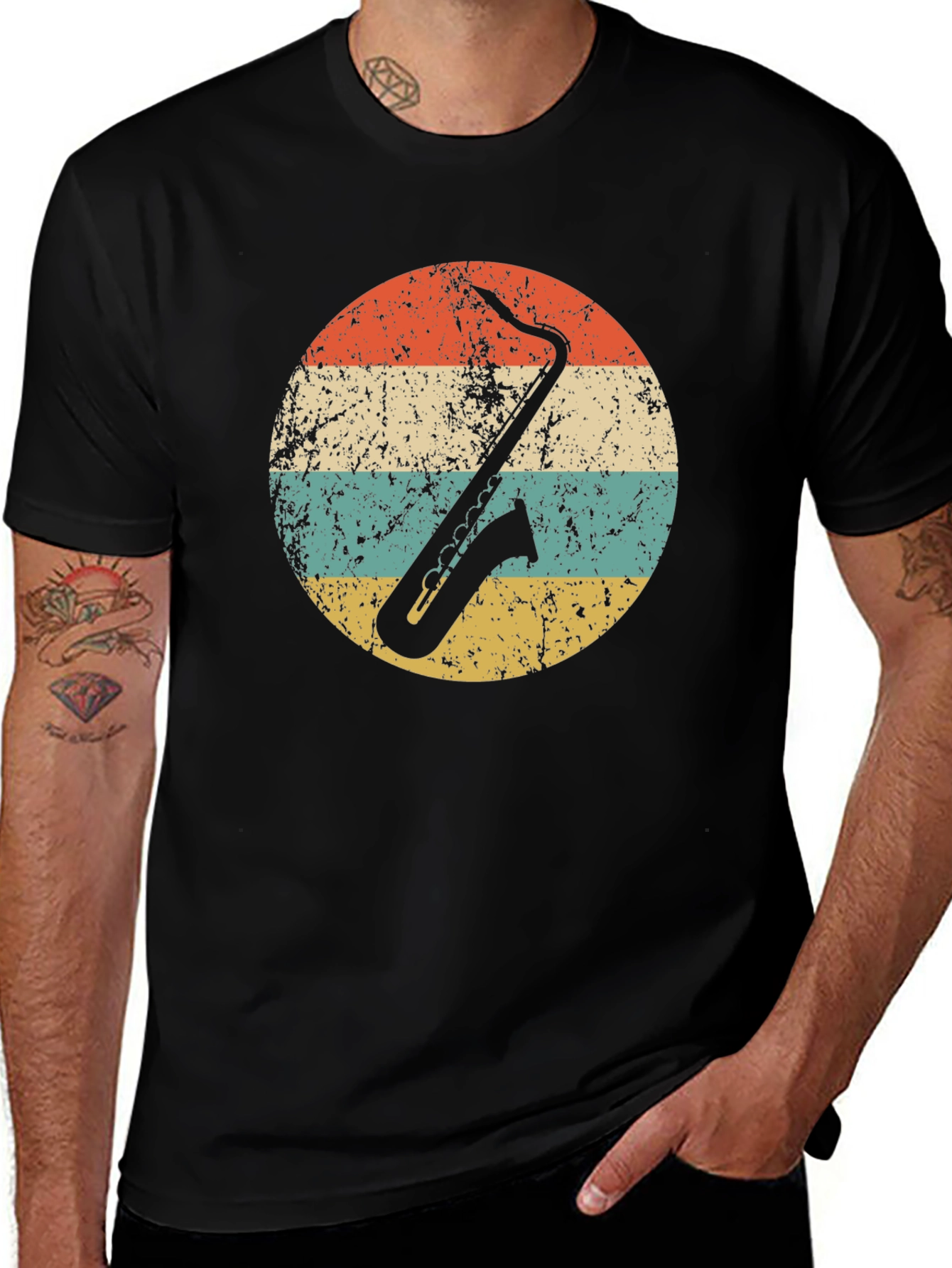 Variant 24 of Retro Saxophone Graphic Tee - Vintage Style Music Lover Shirt