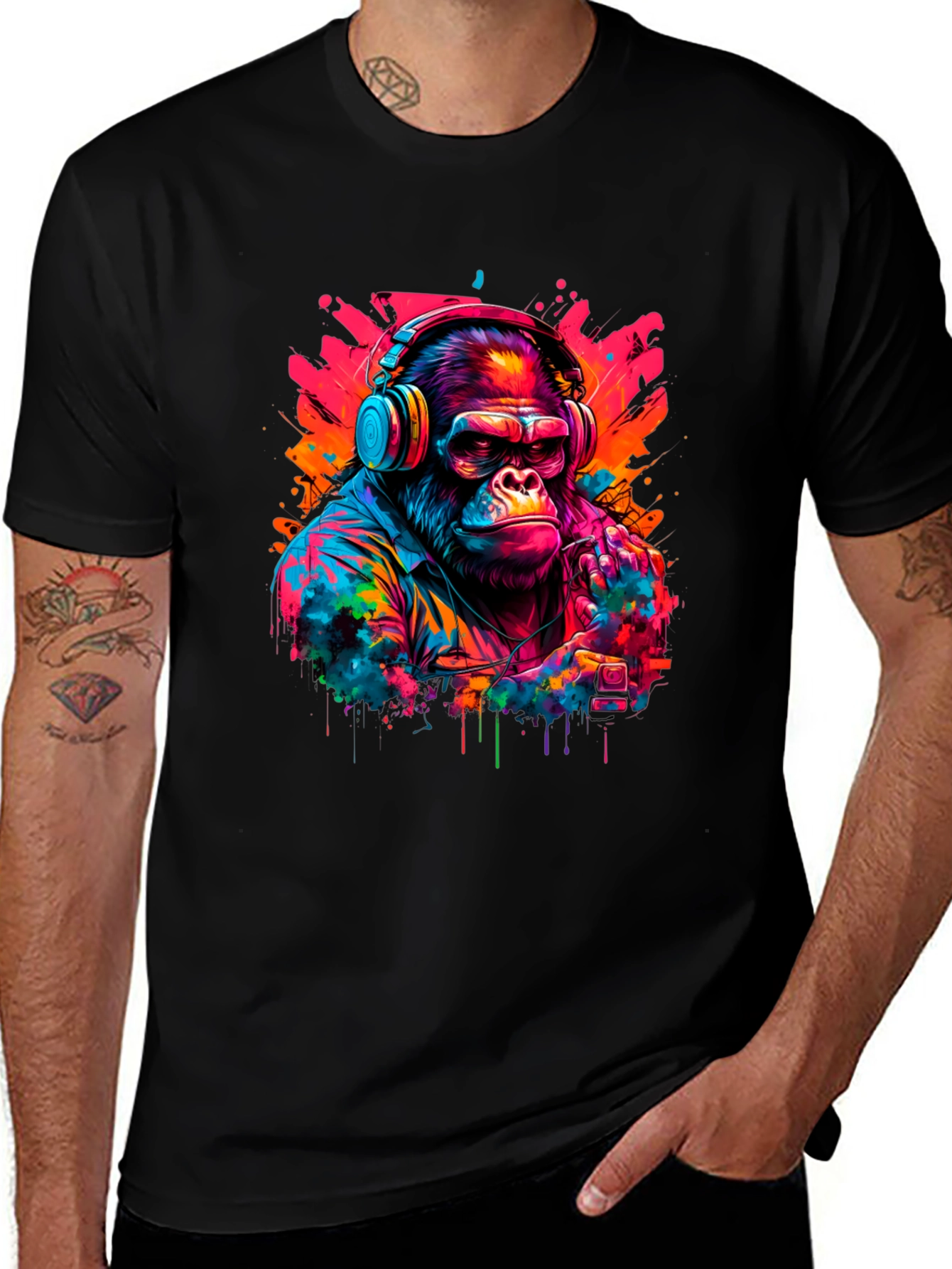 Variant 25 of Cool Gorilla DJ Graphic T-Shirt
