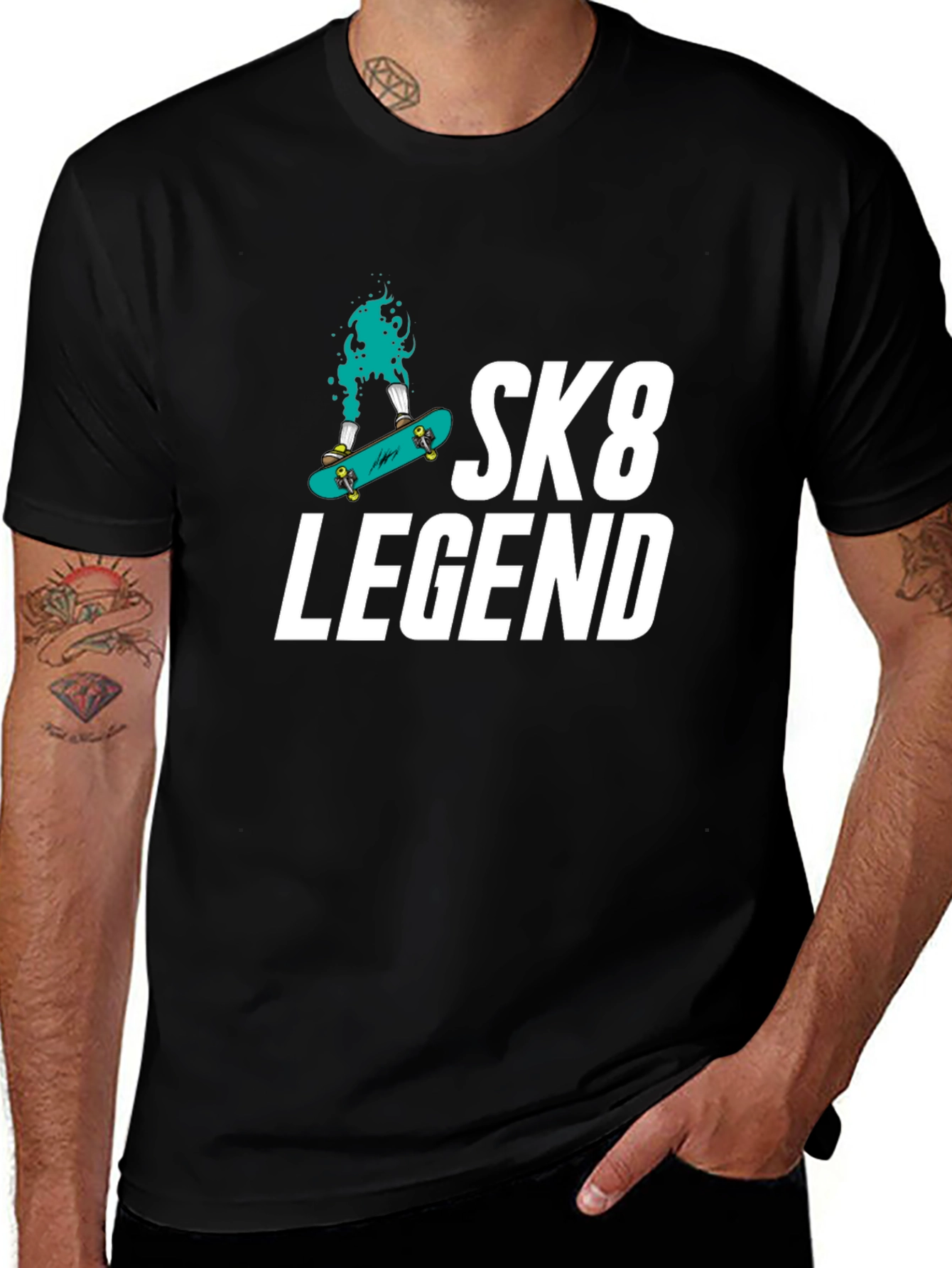 Variant 4 of Sk8 Legend Graphic Tee - Black Cotton Blend T-Shirt