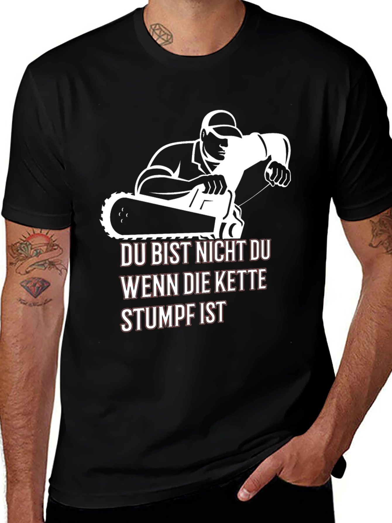Variant 22 of Funny Chainsaw Stumpf T-Shirt - German Slogan Tee