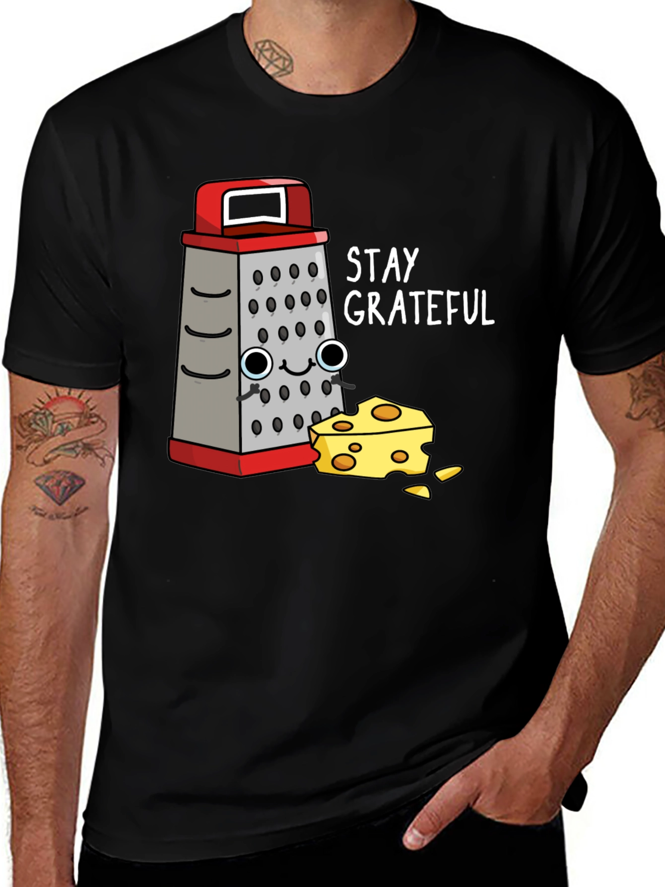 Stay Grateful Grater & Cheese Graphic T-Shirt