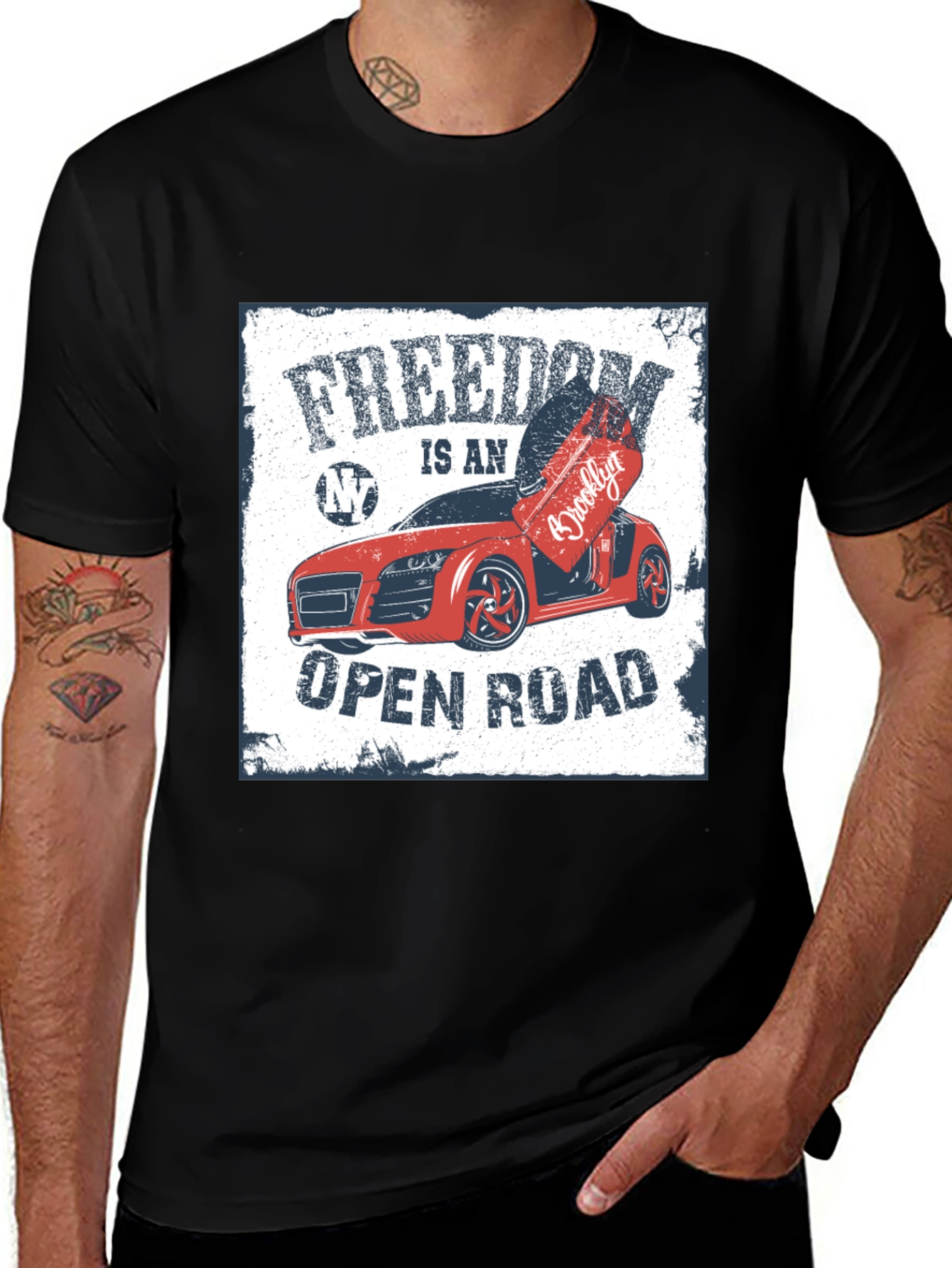 Freedom Open Road Car Graphic T-Shirt
