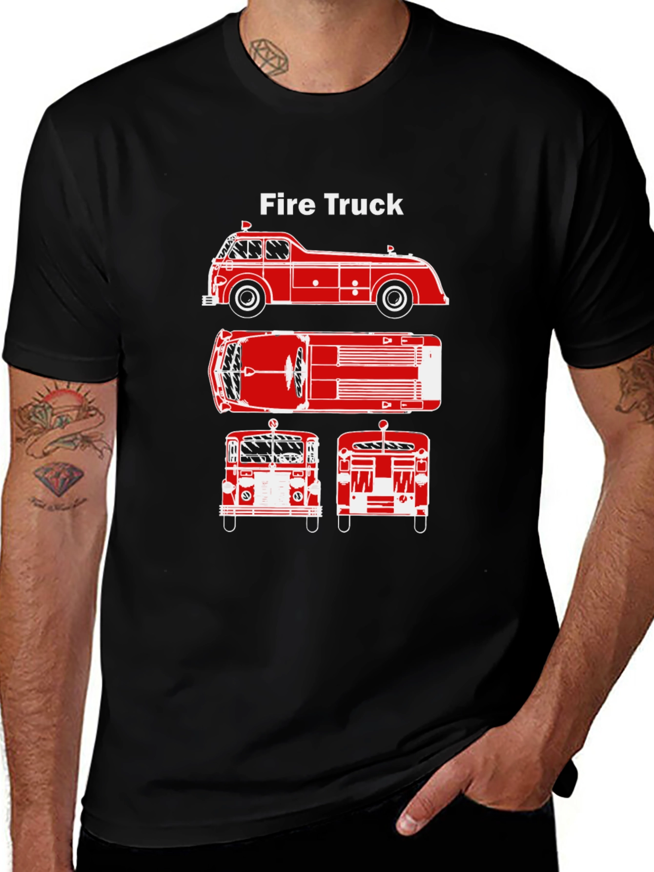 Fire Truck Graphic Tee - Classic Vehicle T-Shirt