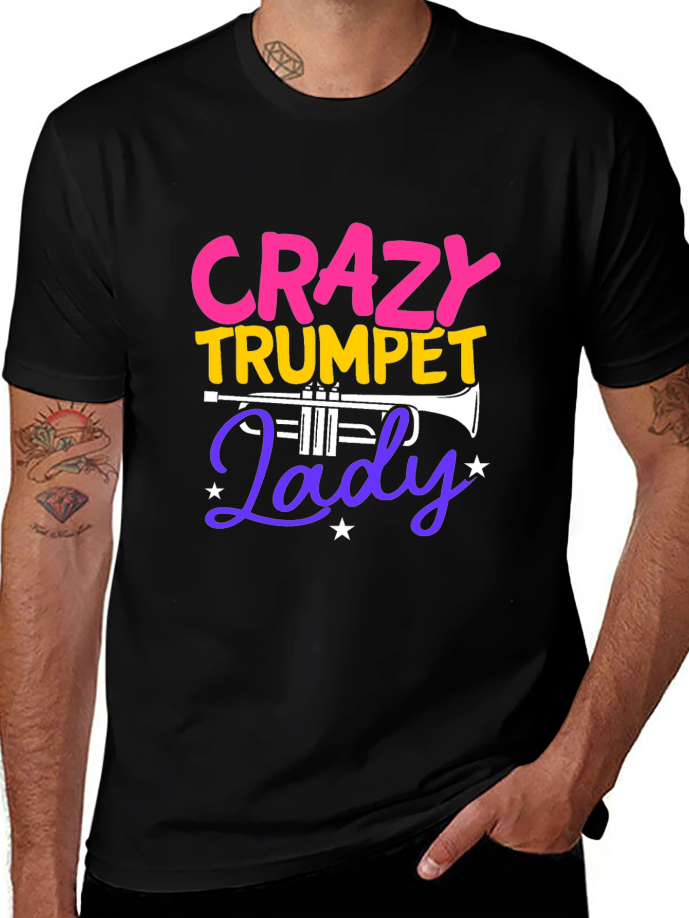Variant 25 of Crazy Trumpet Lady T-Shirt - Music Lover Tee