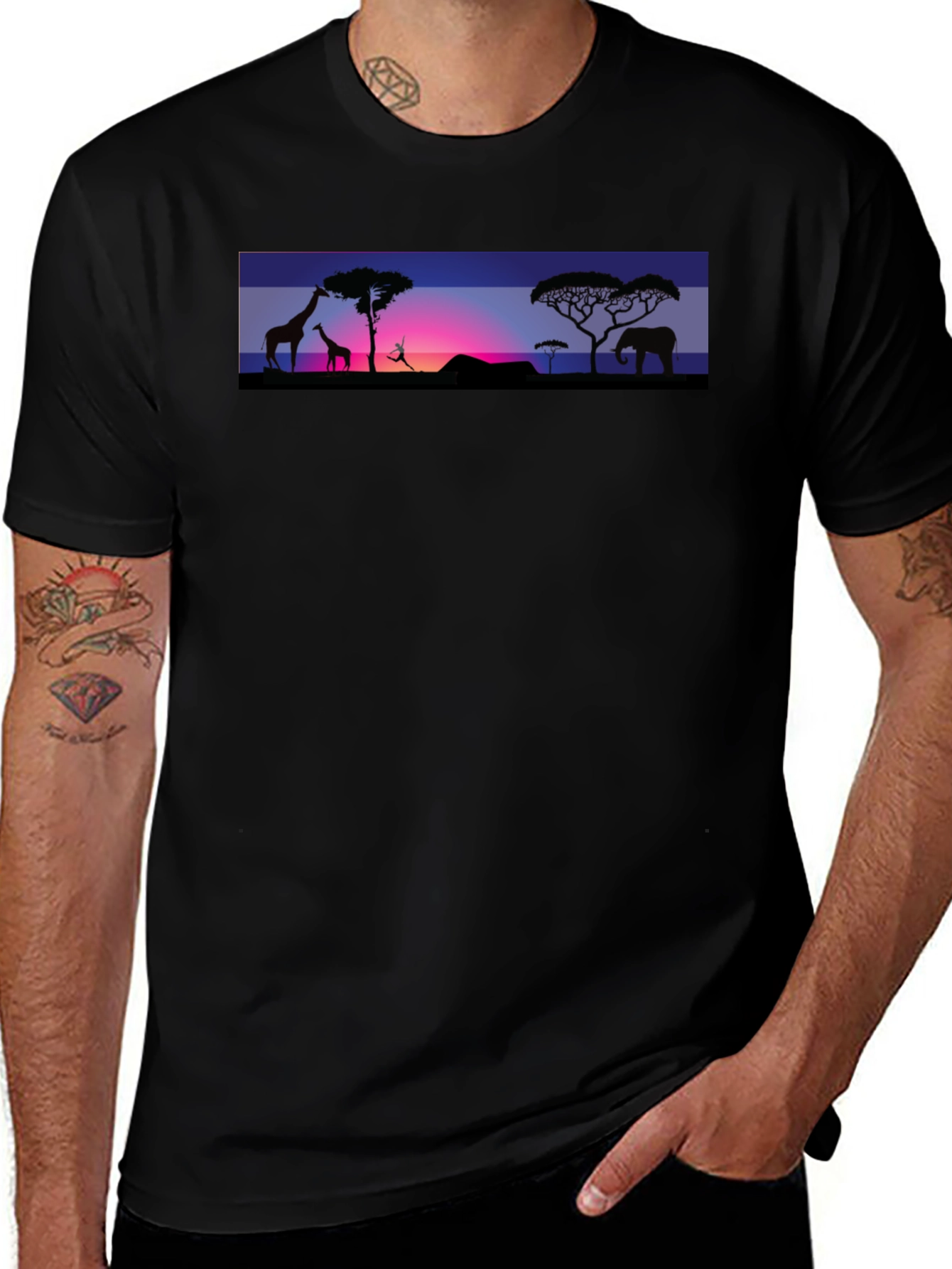 Variant 21 of Sunset Safari Graphic Tee - Black