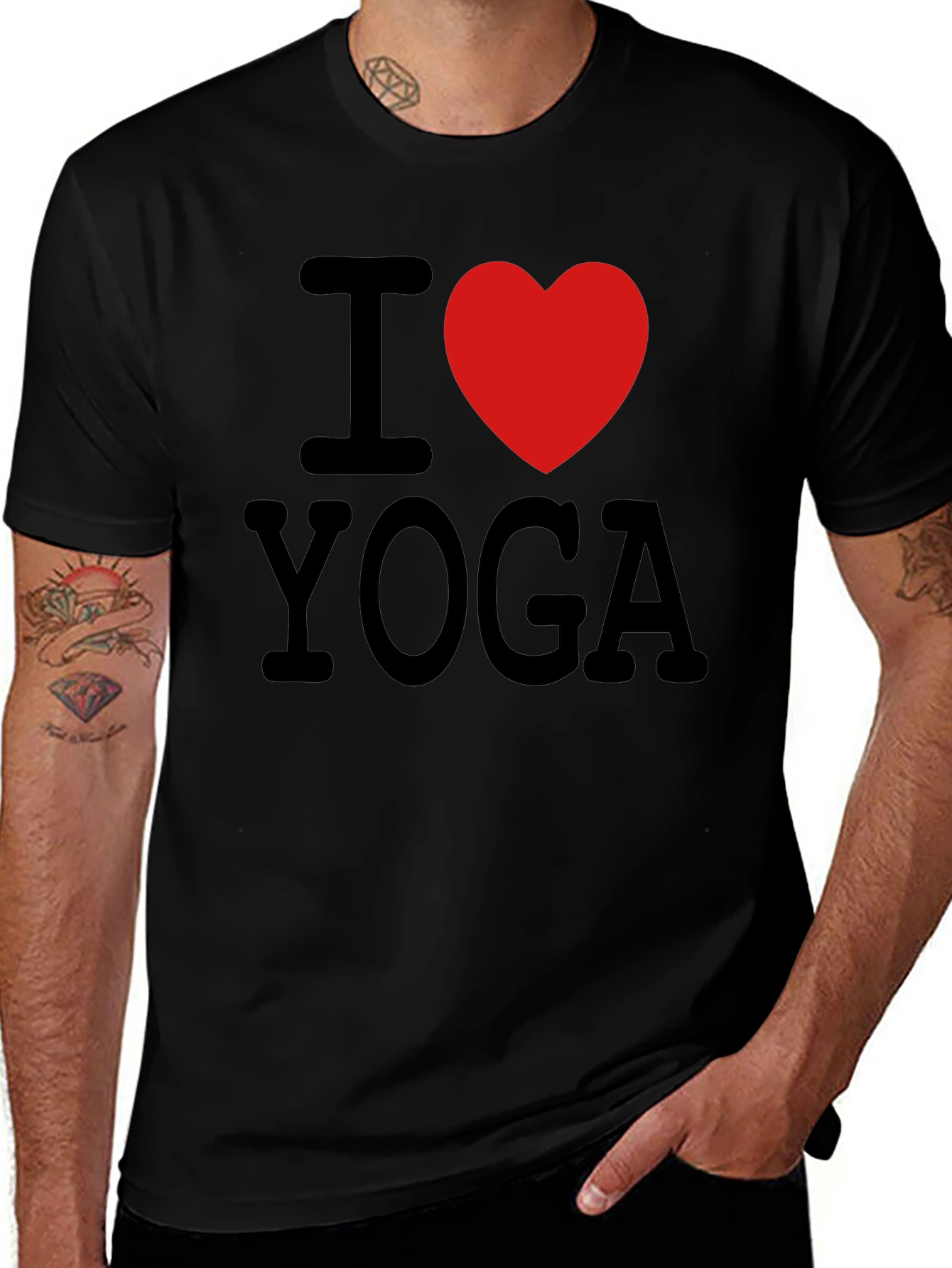 Variant 15 of I Love Yoga T-Shirt - Black Cotton Tee
