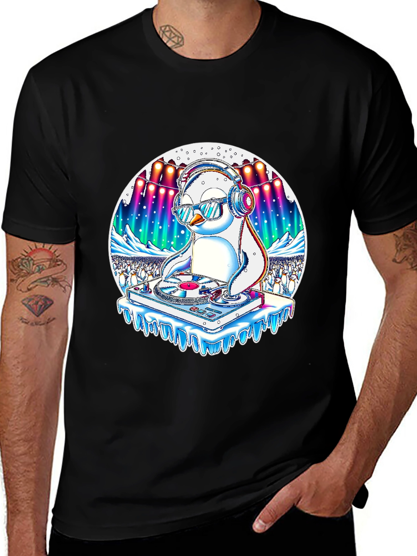 Variant 18 of DJ Penguin Graphic T-Shirt - Party Animal Tee