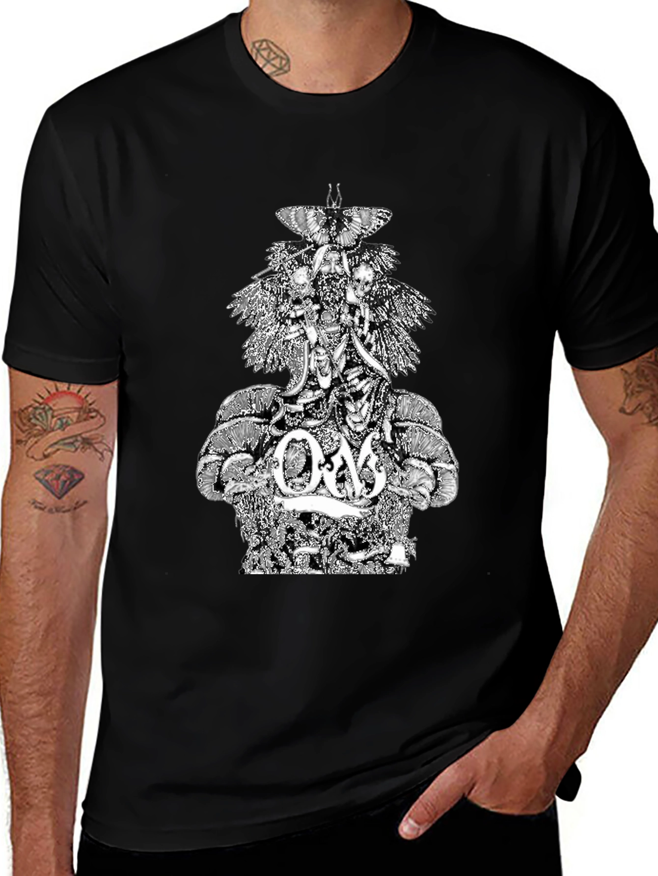 Variant 17 of Om Band Graphic Tee - Black Cotton T-Shirt