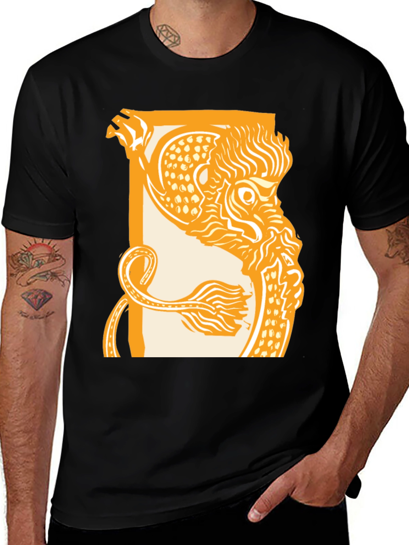 Variant 17 of Dragon Graphic Print Black Crew Neck T-Shirt