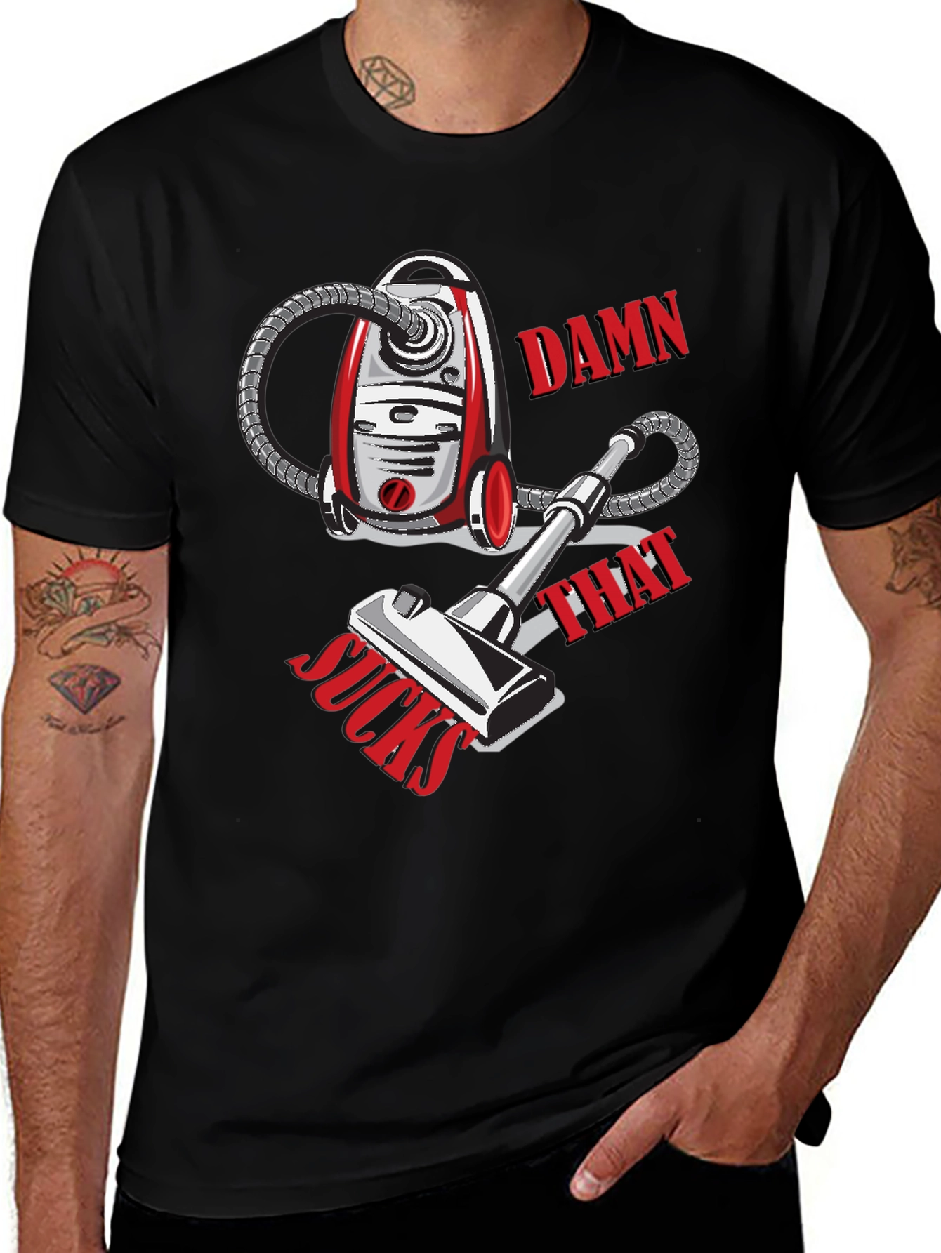 Variant 22 of Damn That Sucks Graphic T-Shirt - Vacuum Humor Tee