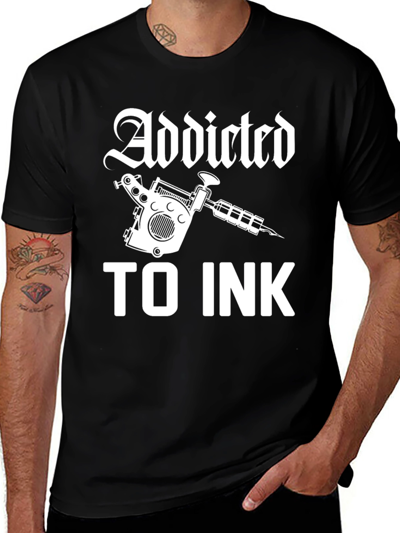 Addicted to Ink Graphic Tee - Black Tattoo Lover T-Shirt