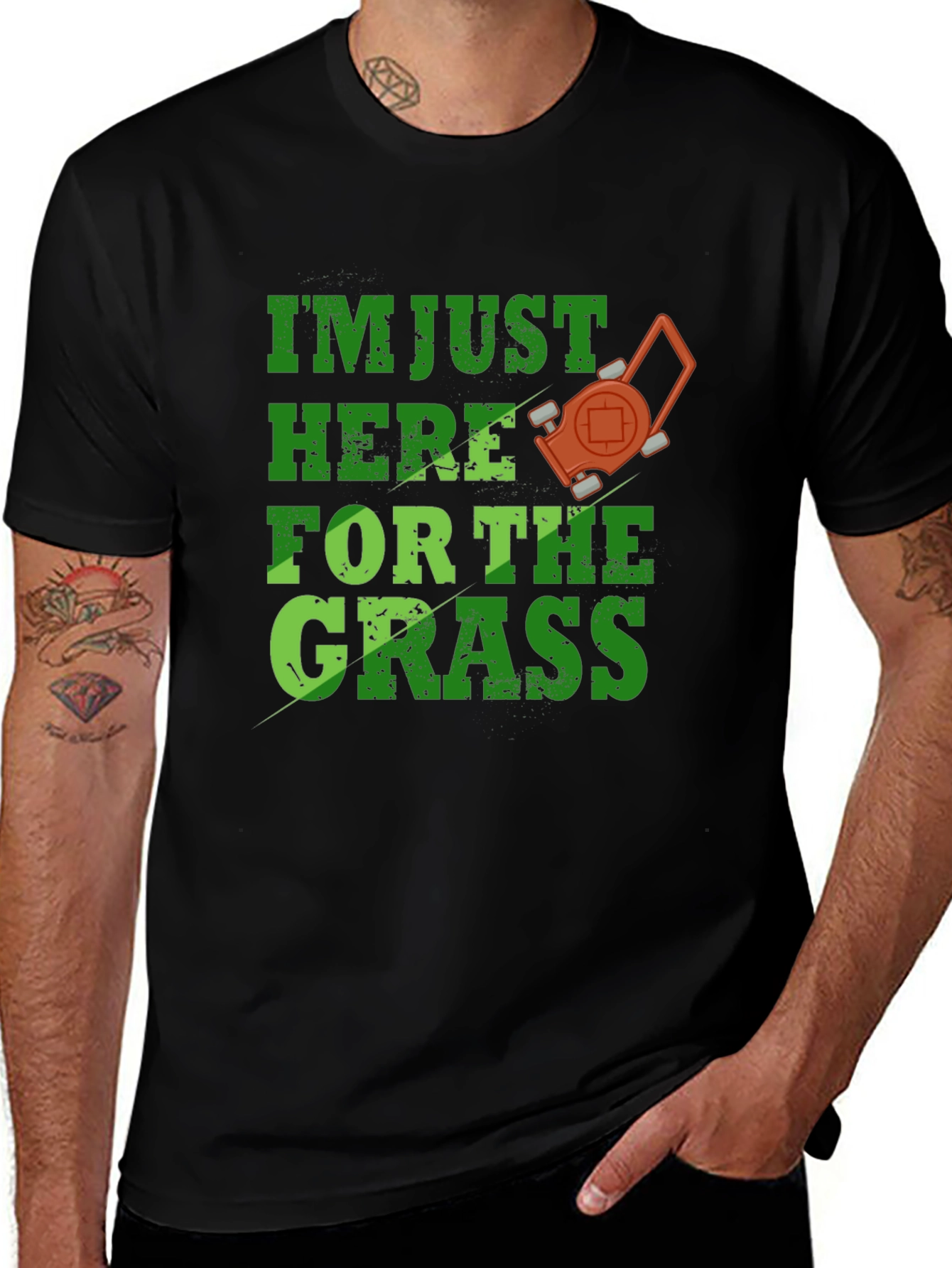 Variant 6 of Funny Lawn Care T-Shirt - "Here for the Grass"
