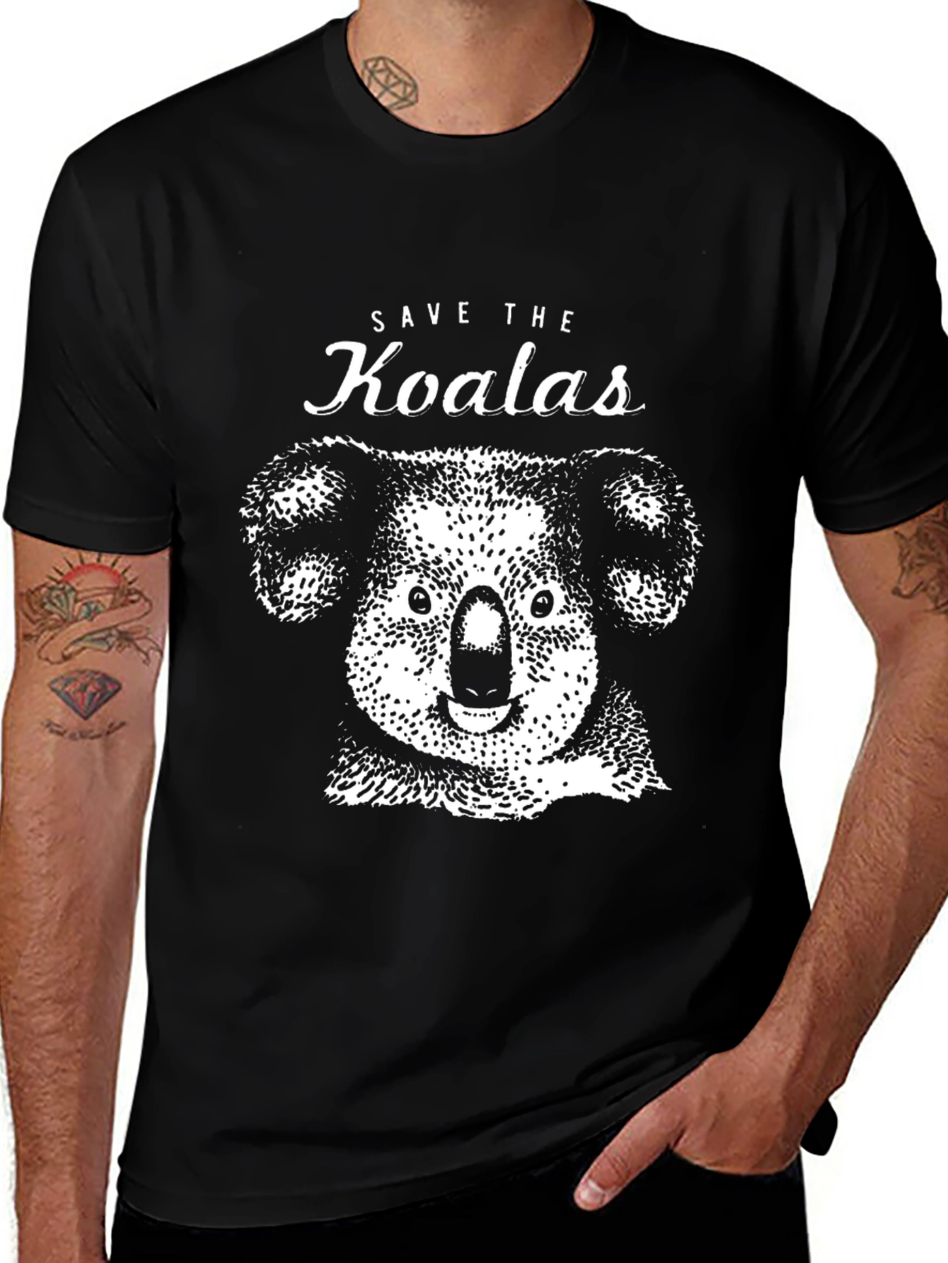 Variant 9 of Save the Koalas Graphic Tee - Black Unisex T-Shirt