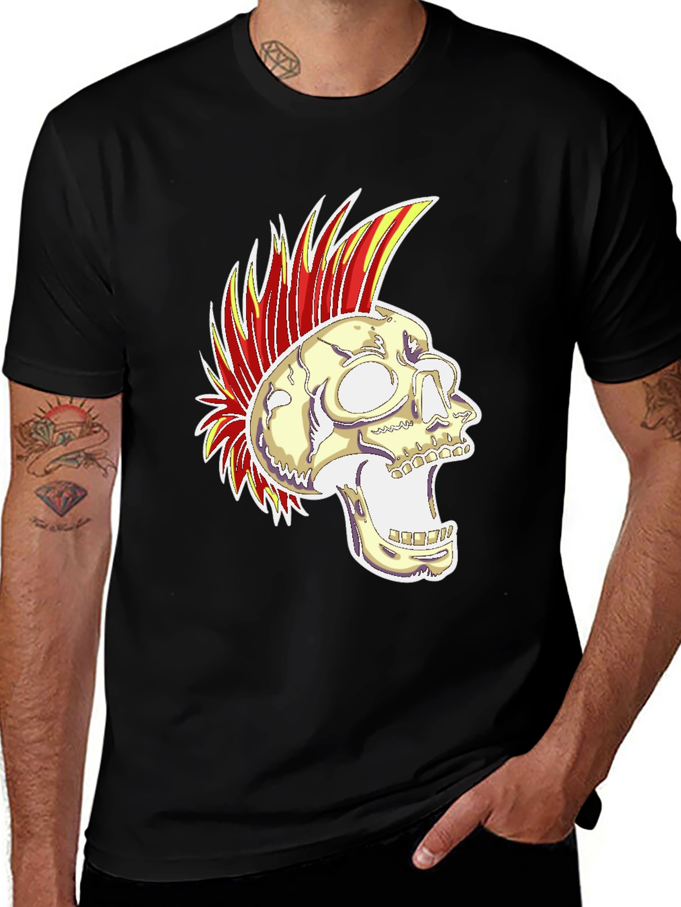 Variant 22 of Punk Rock Skull Graphic T-Shirt - Black