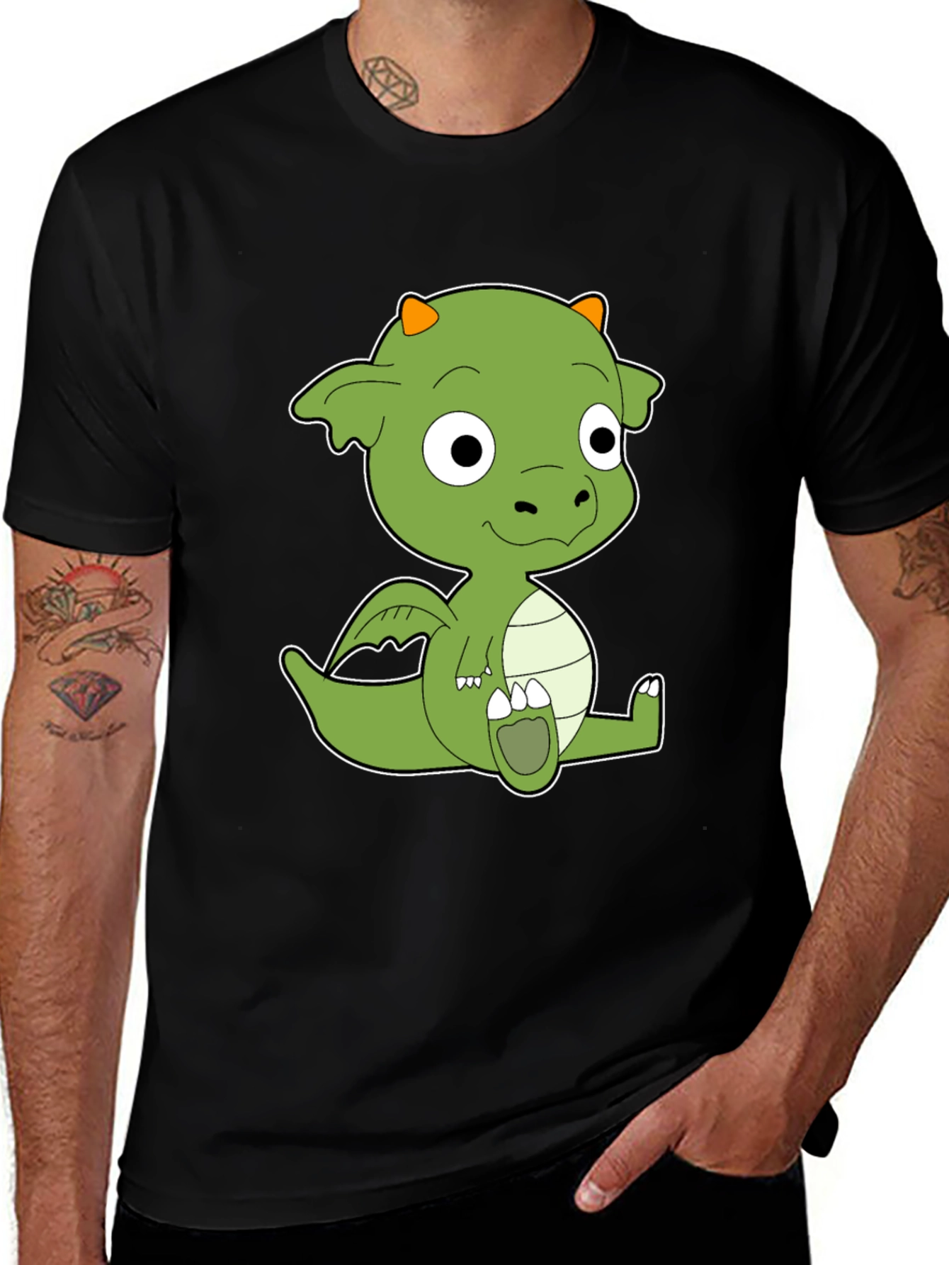 Variant 20 of Cute Cartoon Dragon Black T-Shirt