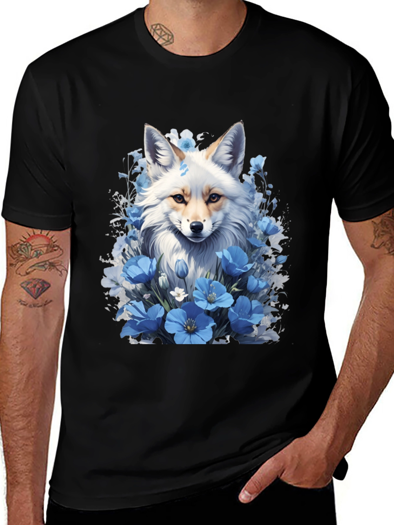 Variant 7 of Fox & Floral Black T-Shirt