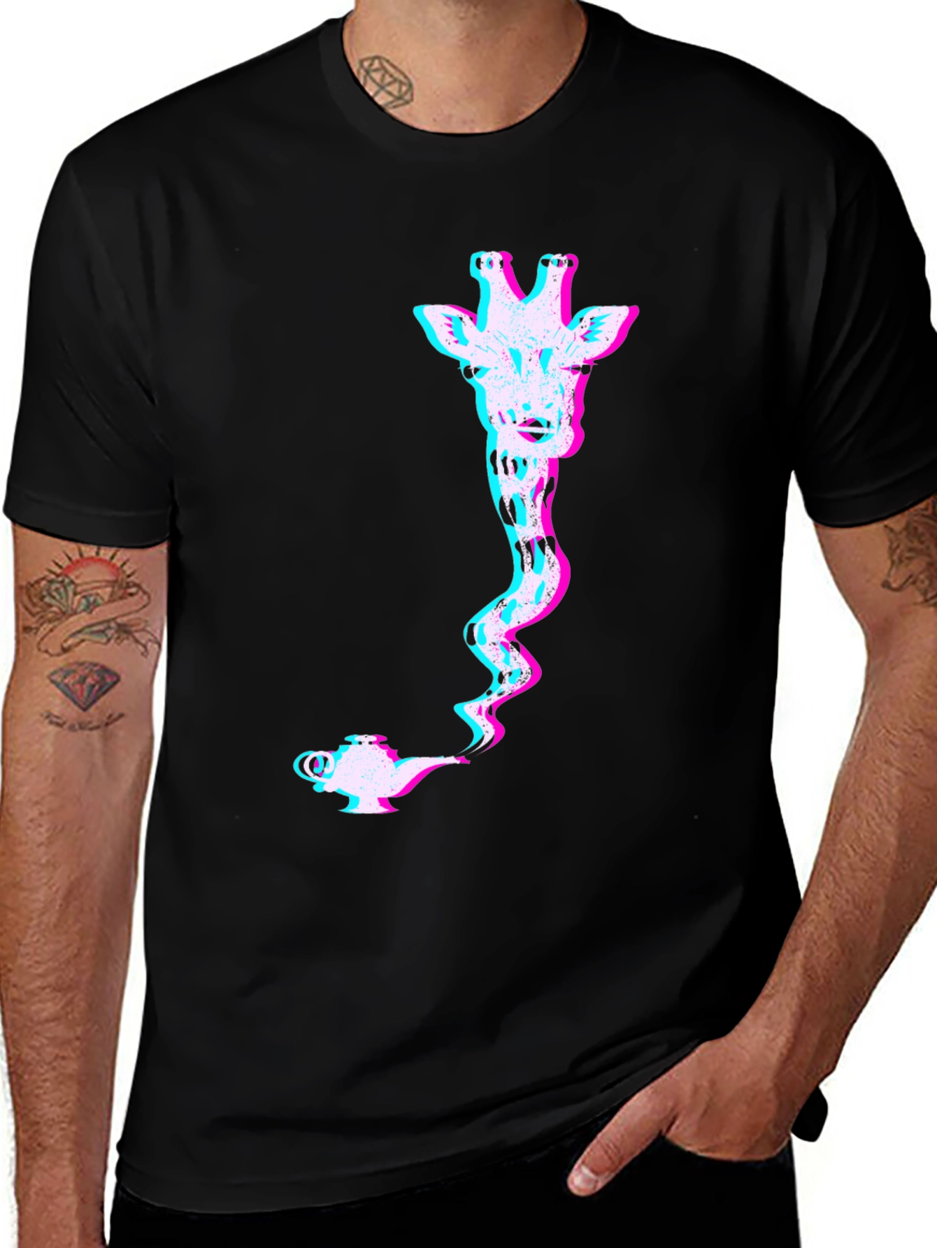 Variant 19 of Giraffe Genie Glitch Graphic Tee