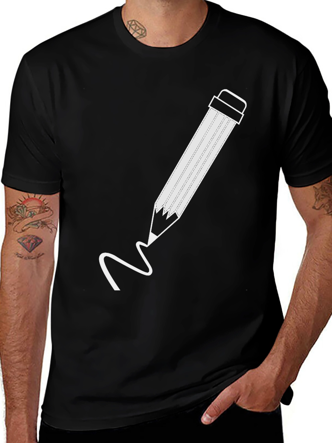 Variant 2 of Pencil Graphic Black T-Shirt - Artist's Choice