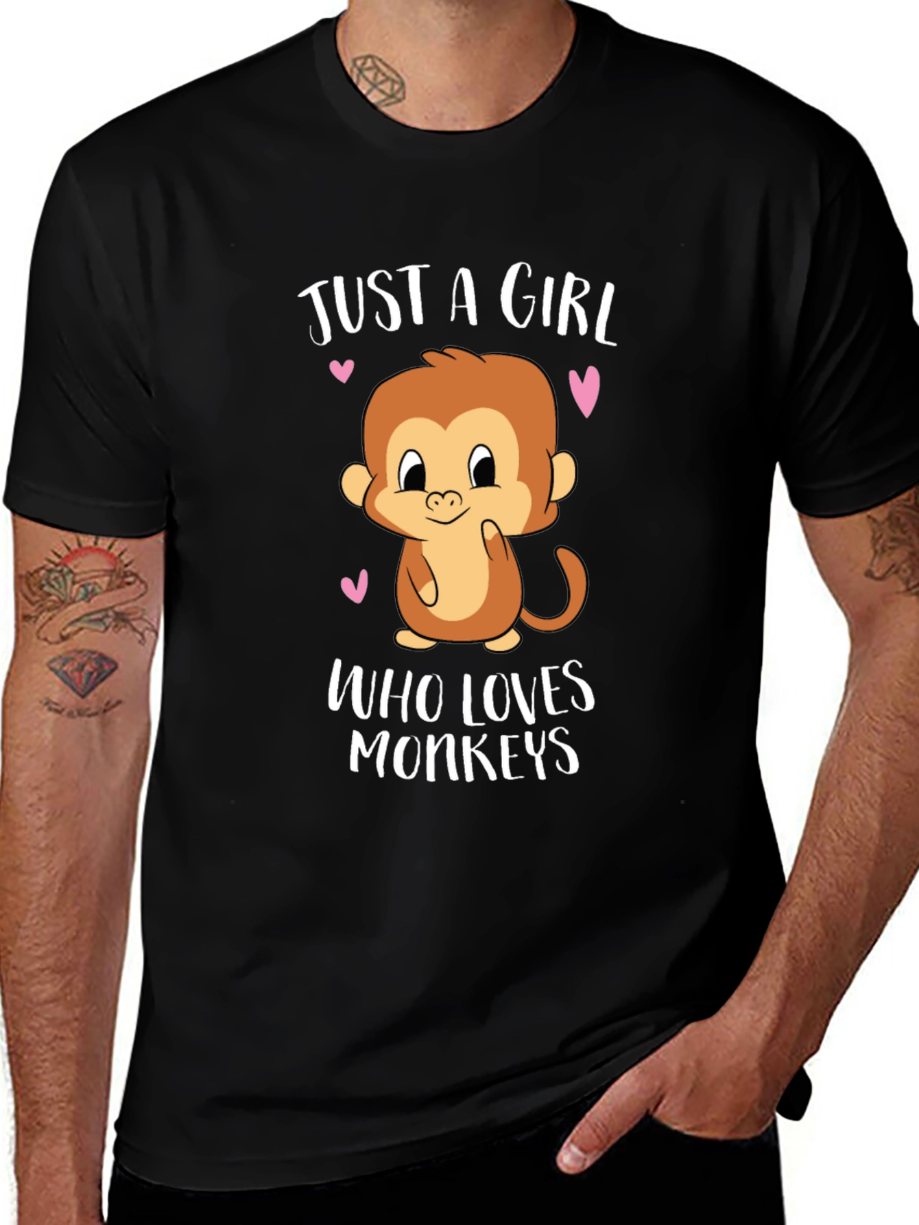 Variant 17 of Just a Girl Who Loves Monkeys Graphic T-Shirt