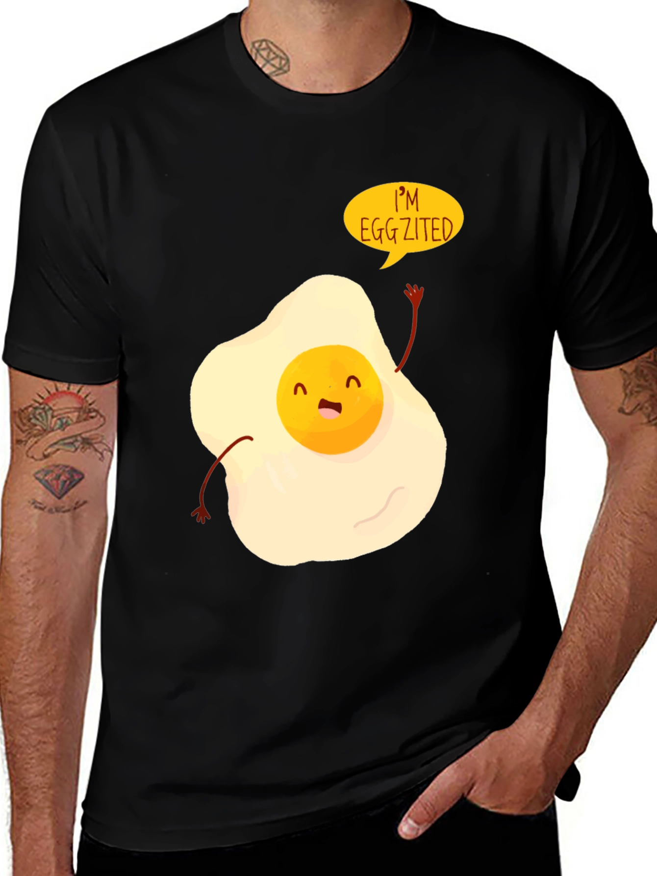 Variant 8 of Egg-zited Graphic Tee - Funny Egg T-Shirt