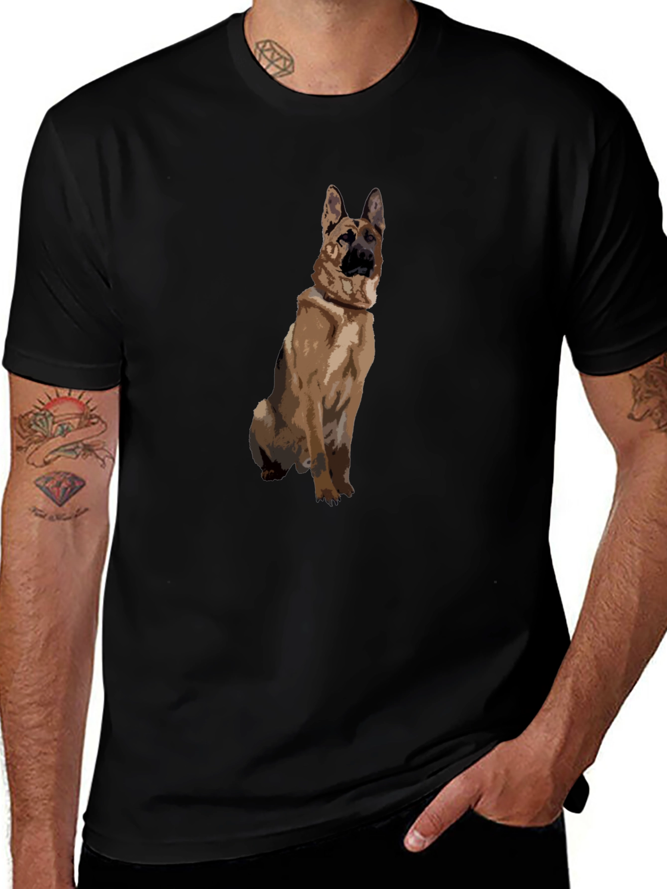 Variant 12 of German Shepherd Graphic Black T-Shirt