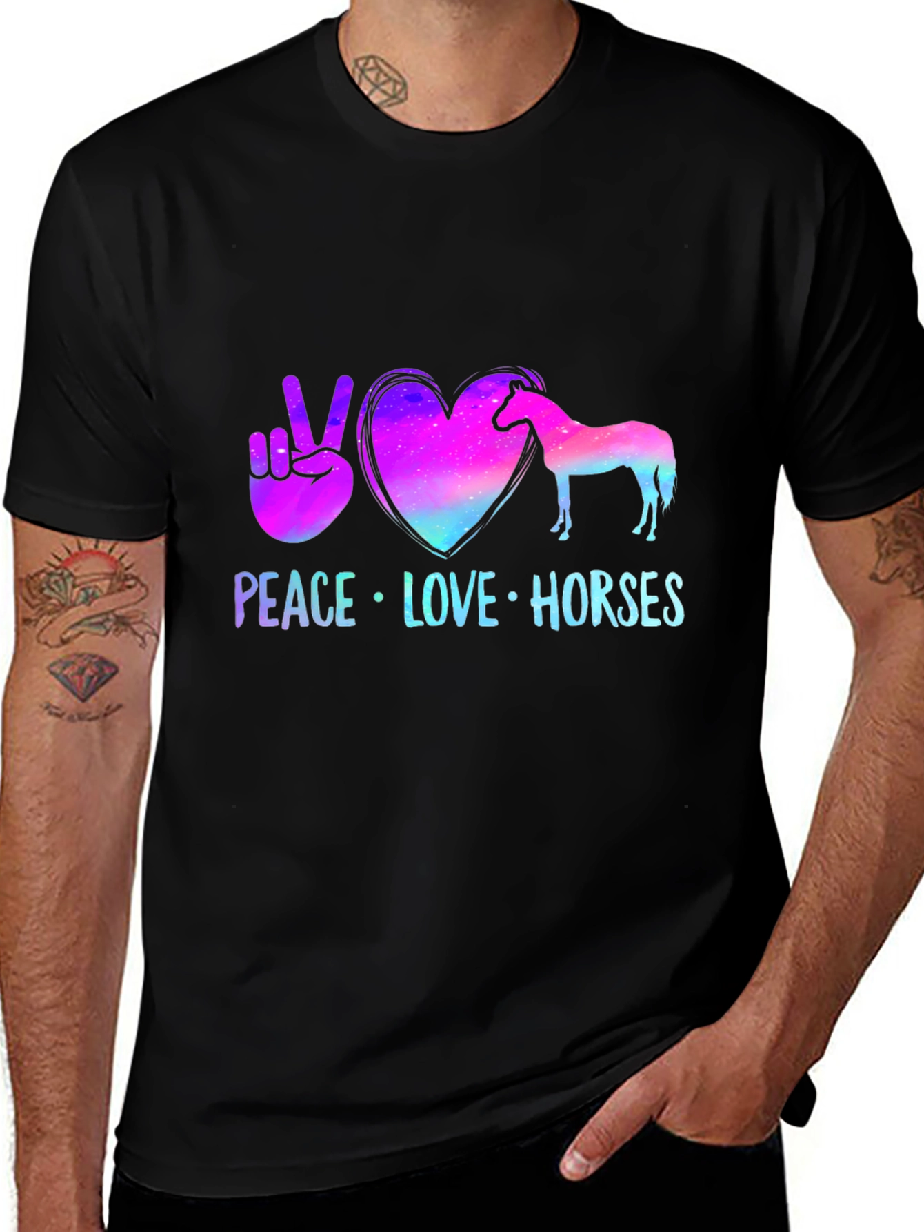 Variant 11 of Peace Love Horses Graphic Tee