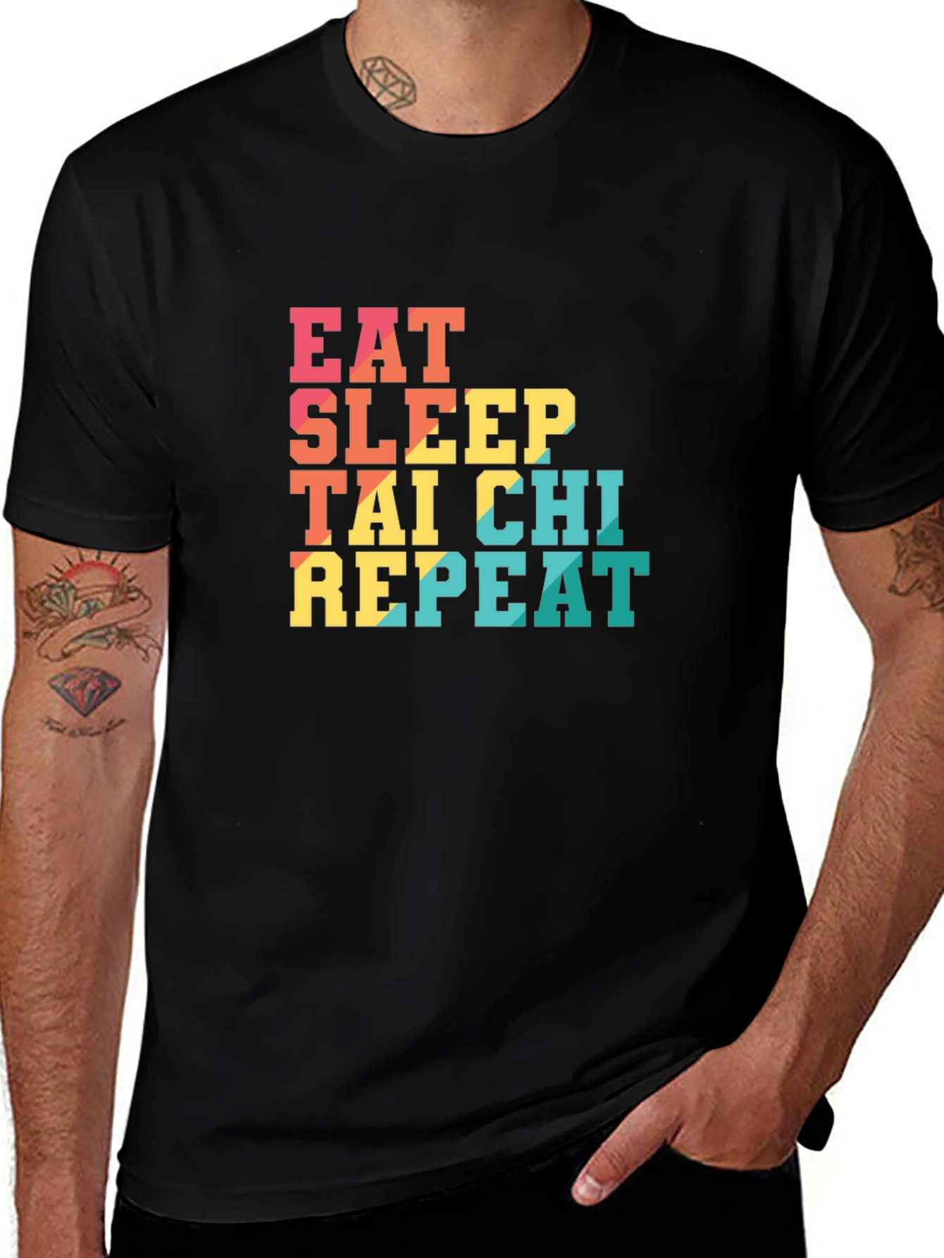 Eat Sleep Tai Chi Repeat Black T-Shirt