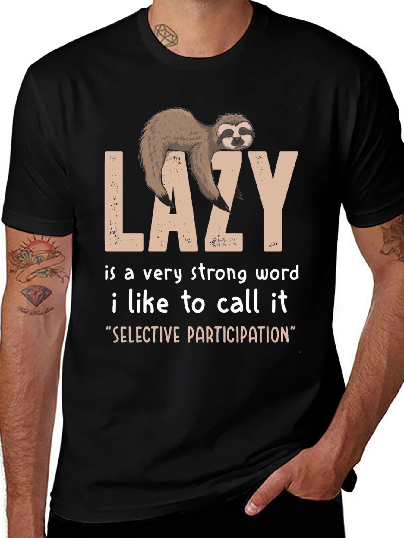 Variant 5 of Lazy Sloth Graphic Tee - Selective Participation