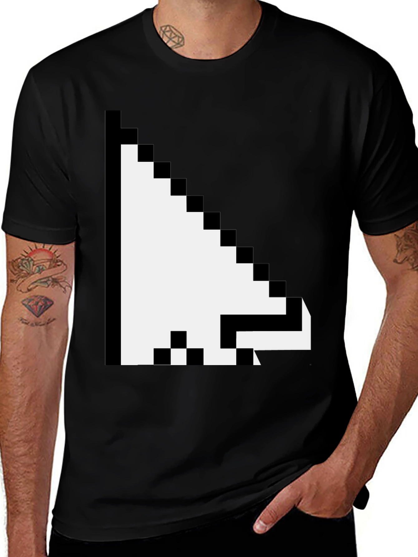 Variant 9 of Pixel Cursor Black T-Shirt - Retro Gamer Style Tee