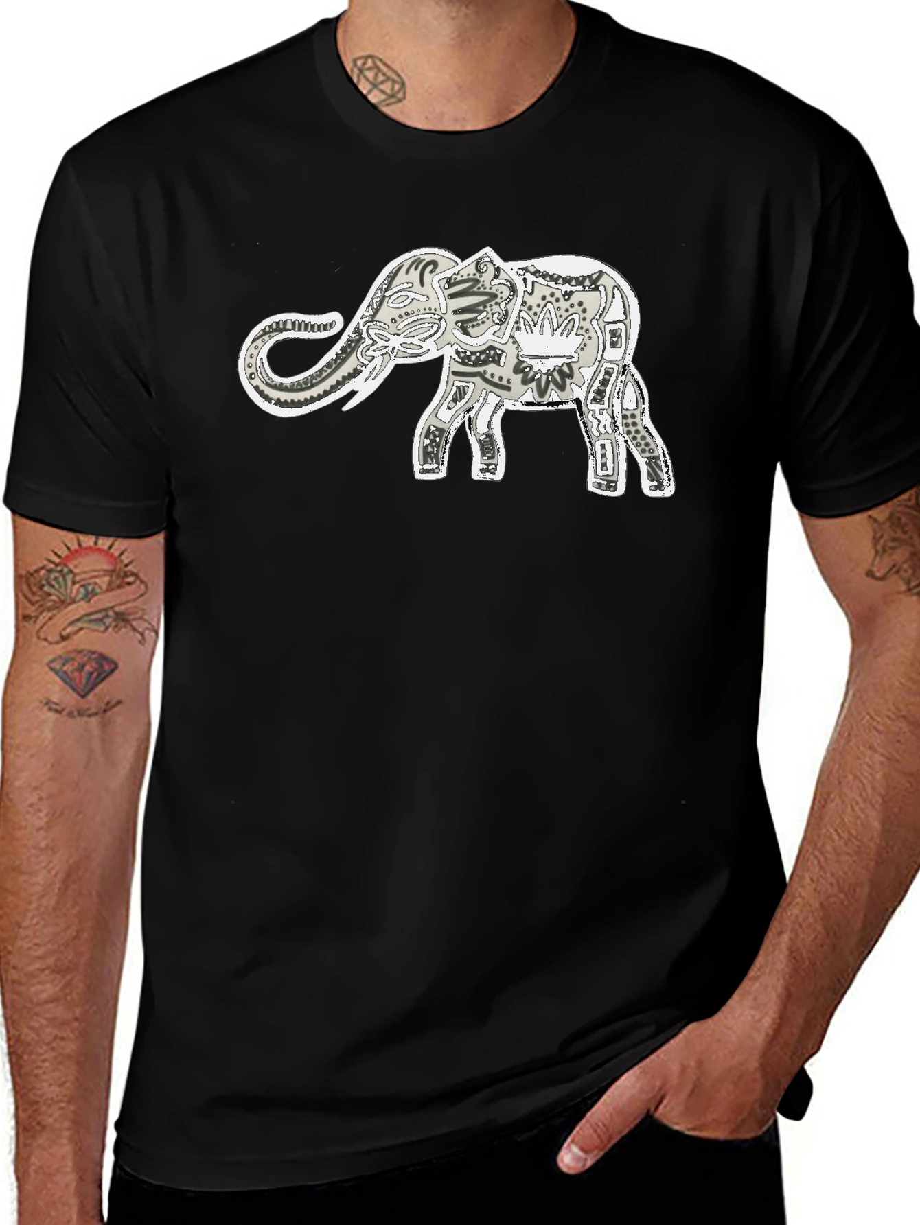 Variant 7 of Elephant Graphic Print T-Shirt - Black