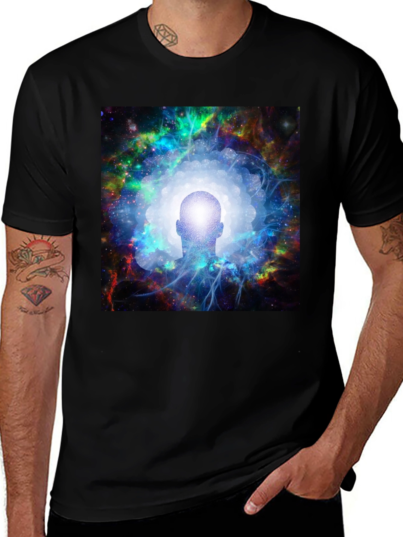 Variant 2 of Cosmic Mind Black T-Shirt - Unisex Spiritual Tee