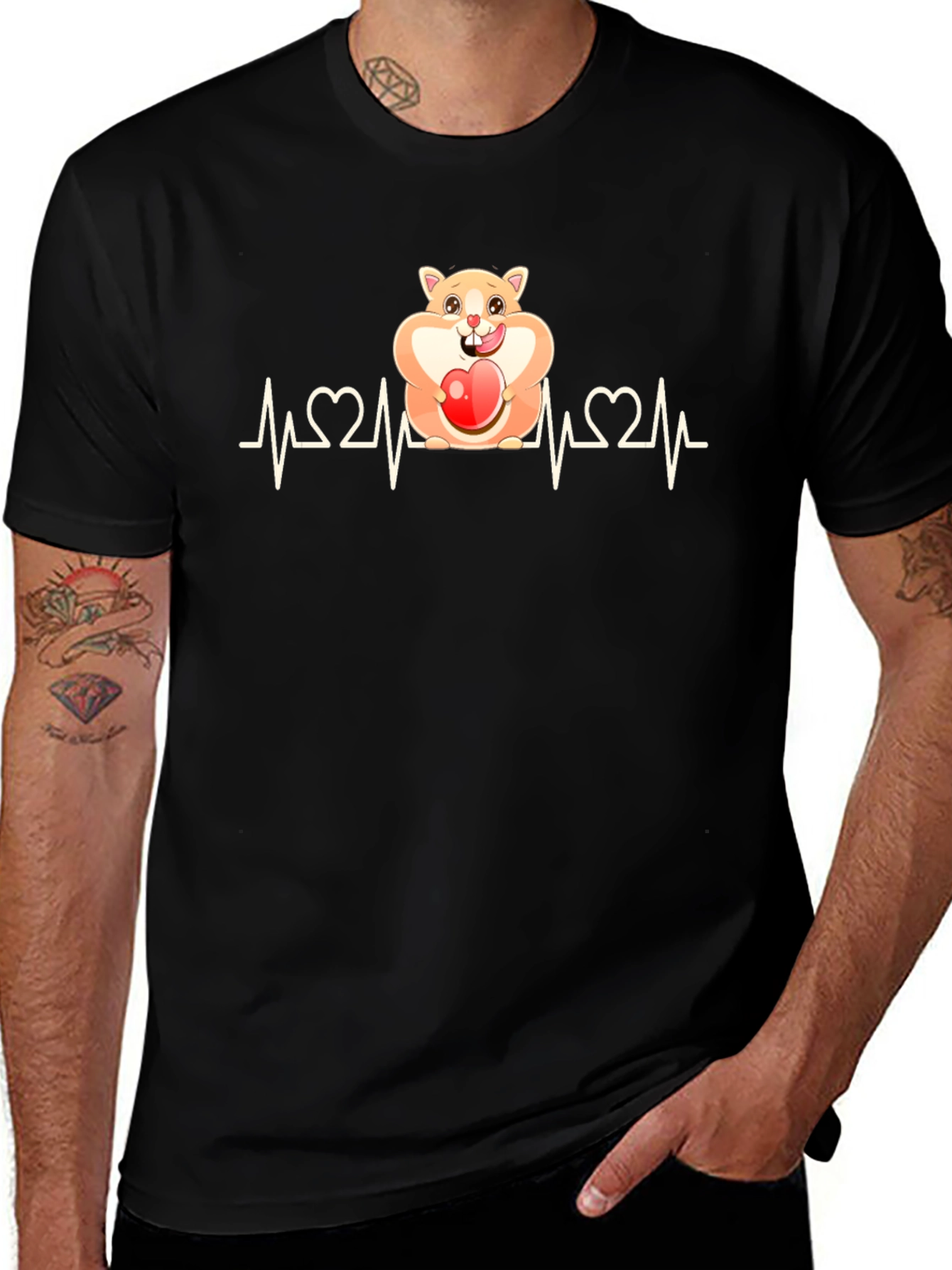 Variant 6 of Hamster Heartbeat T-Shirt - Loveable Rodent Design