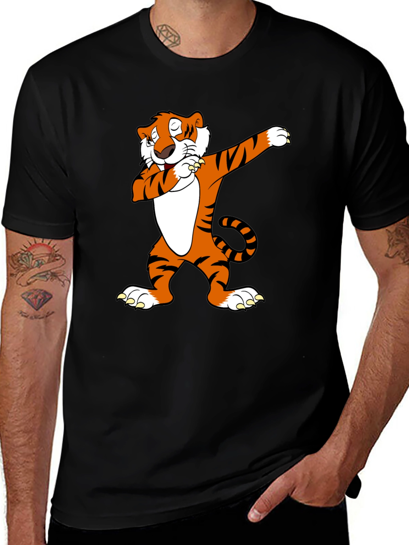 Variant 16 of Dabbing Tiger Graphic Tee - Cool Black T-Shirt