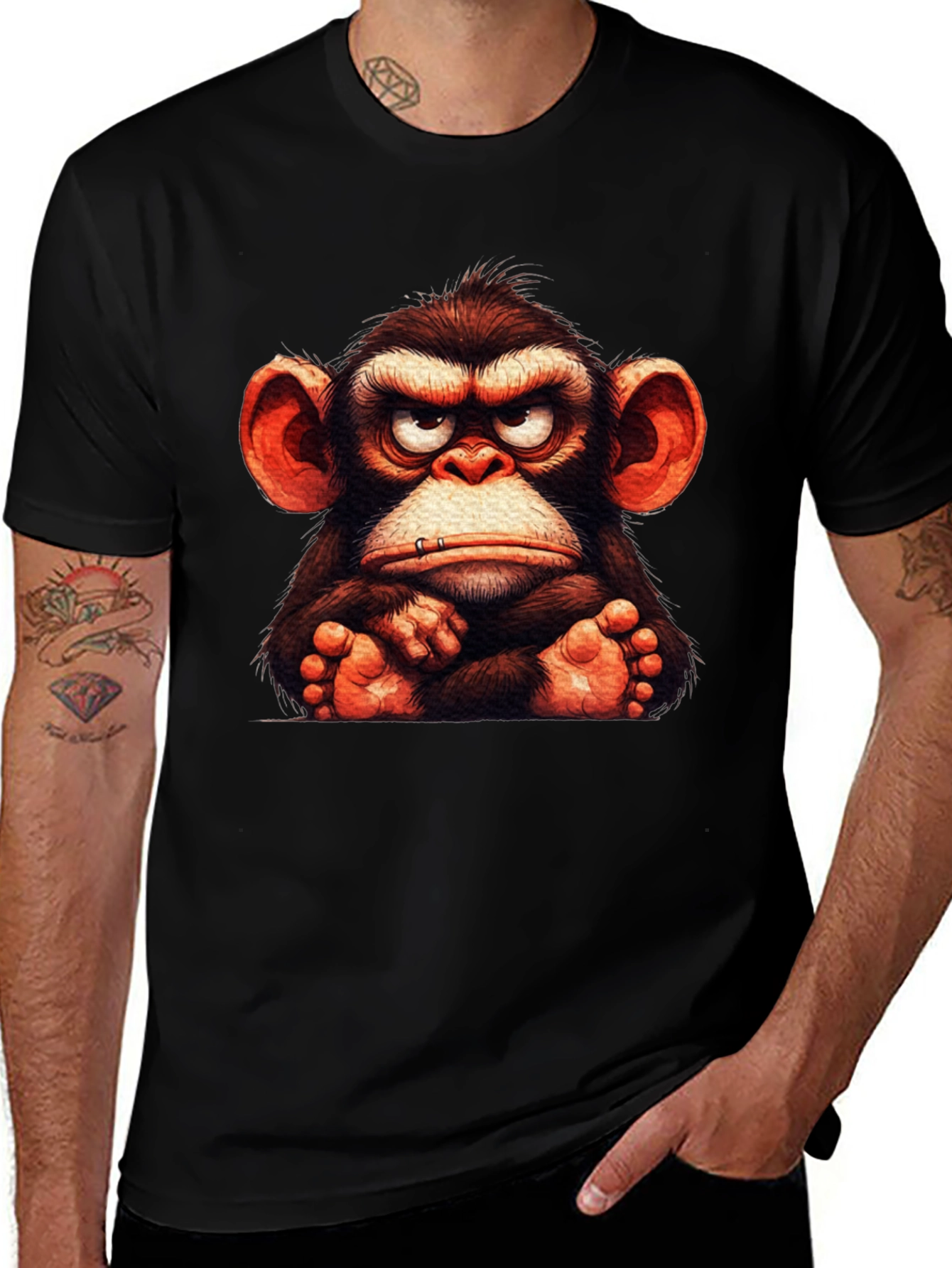 Variant 20 of Grumpy Monkey Graphic Tee - Black Cotton T-Shirt