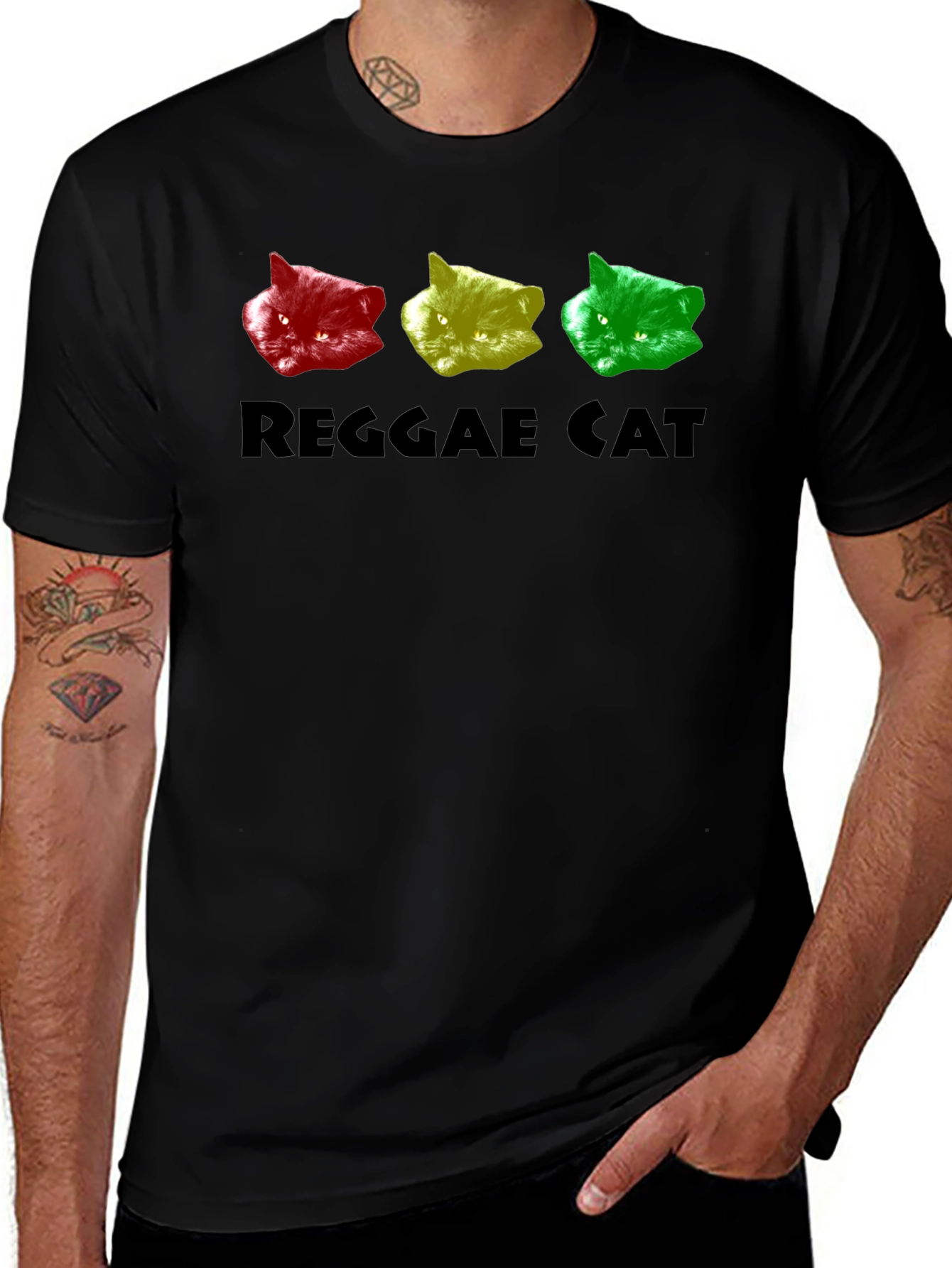 Variant 19 of Reggae Cat T-Shirt - Rasta Colors Graphic Tee