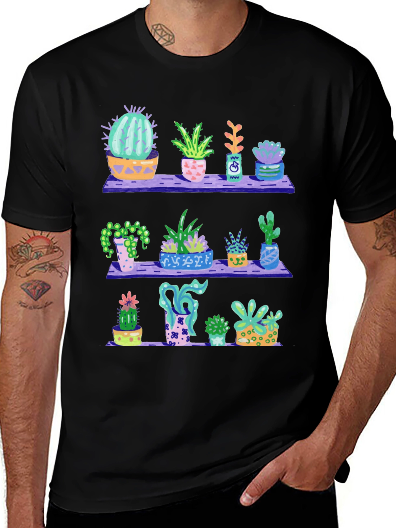Variant 3 of Cactus Shelf T-Shirt - Trendy Plant Lover Tee