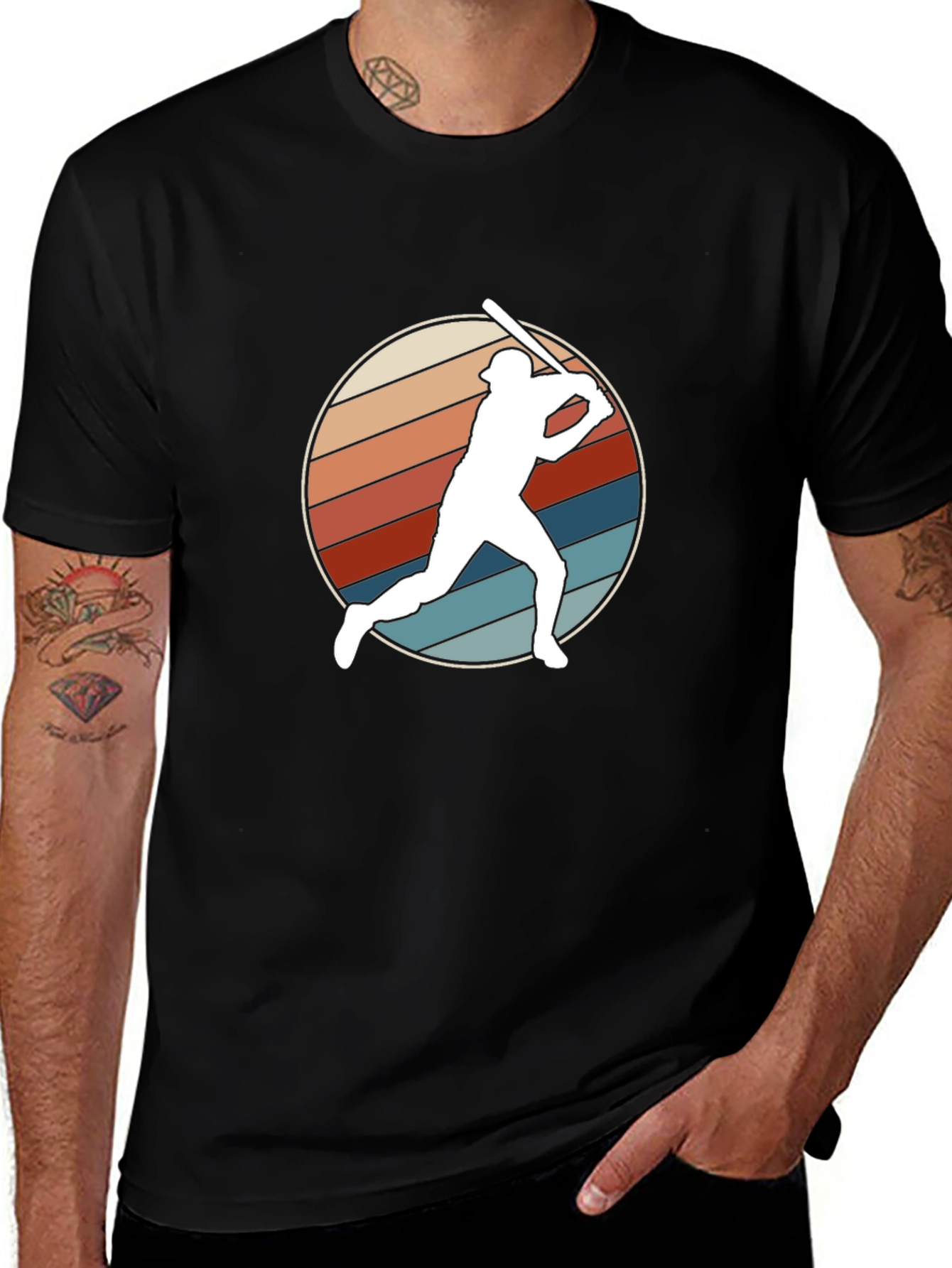 Variant 3 of Retro Baseball Player Silhouette Graphic Tee