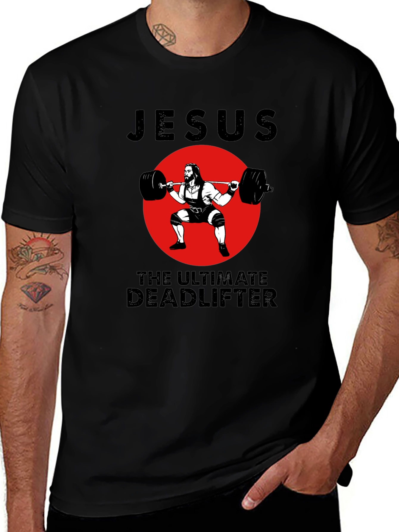 Jesus The Ultimate Deadlifter Black T-Shirt