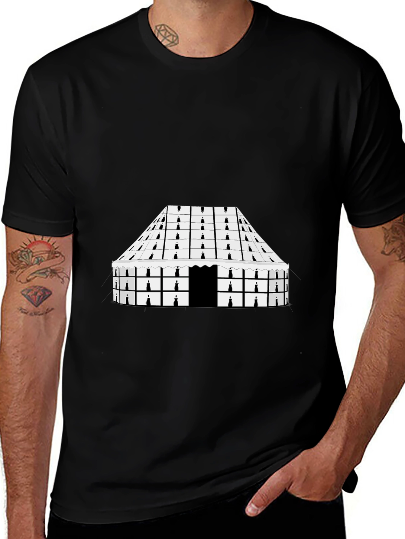 Variant 14 of Geometric Tent Graphic Tee - Modern Minimalist Design