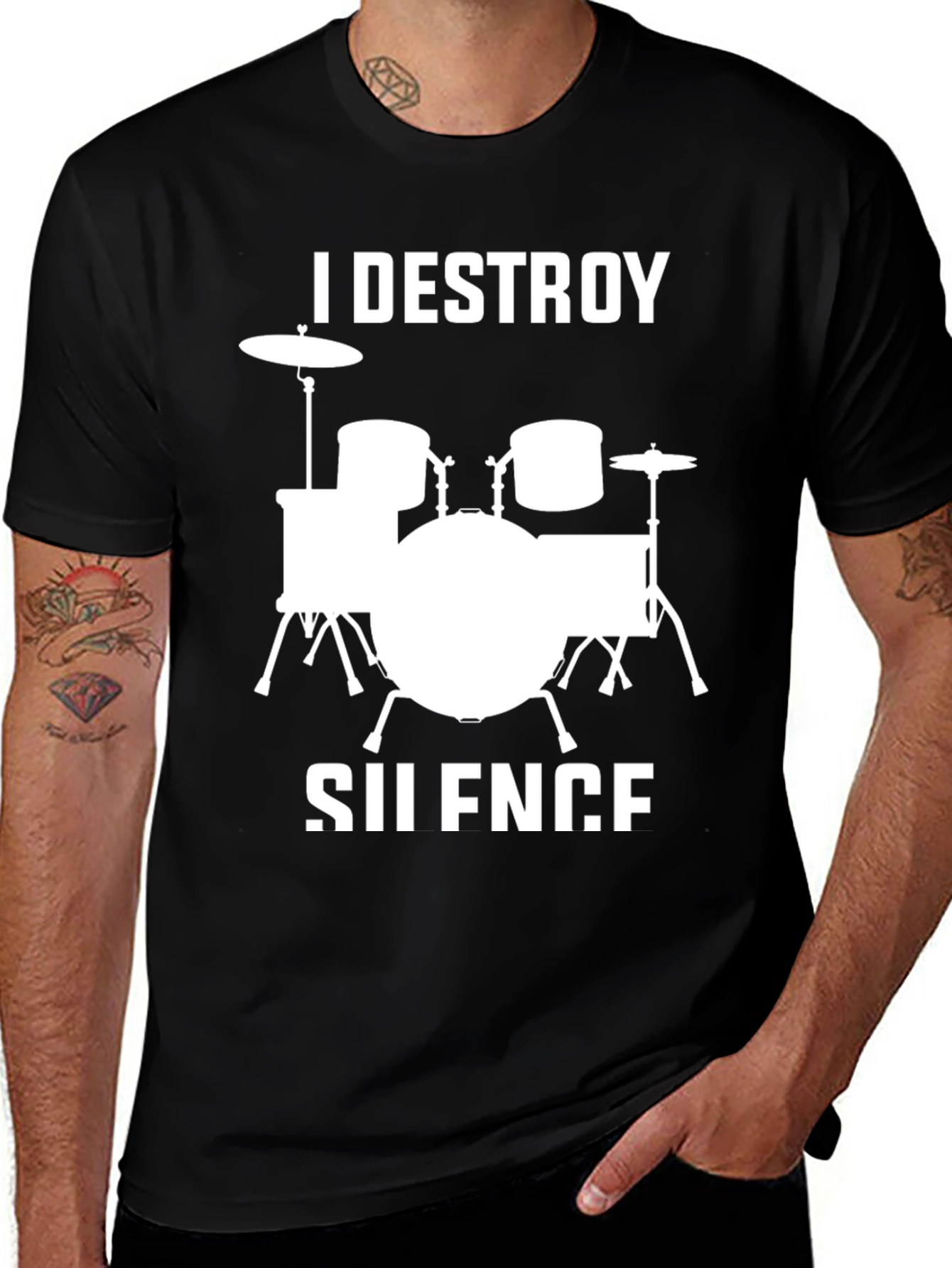 Variant 18 of I Destroy Silence Drummer T-Shirt