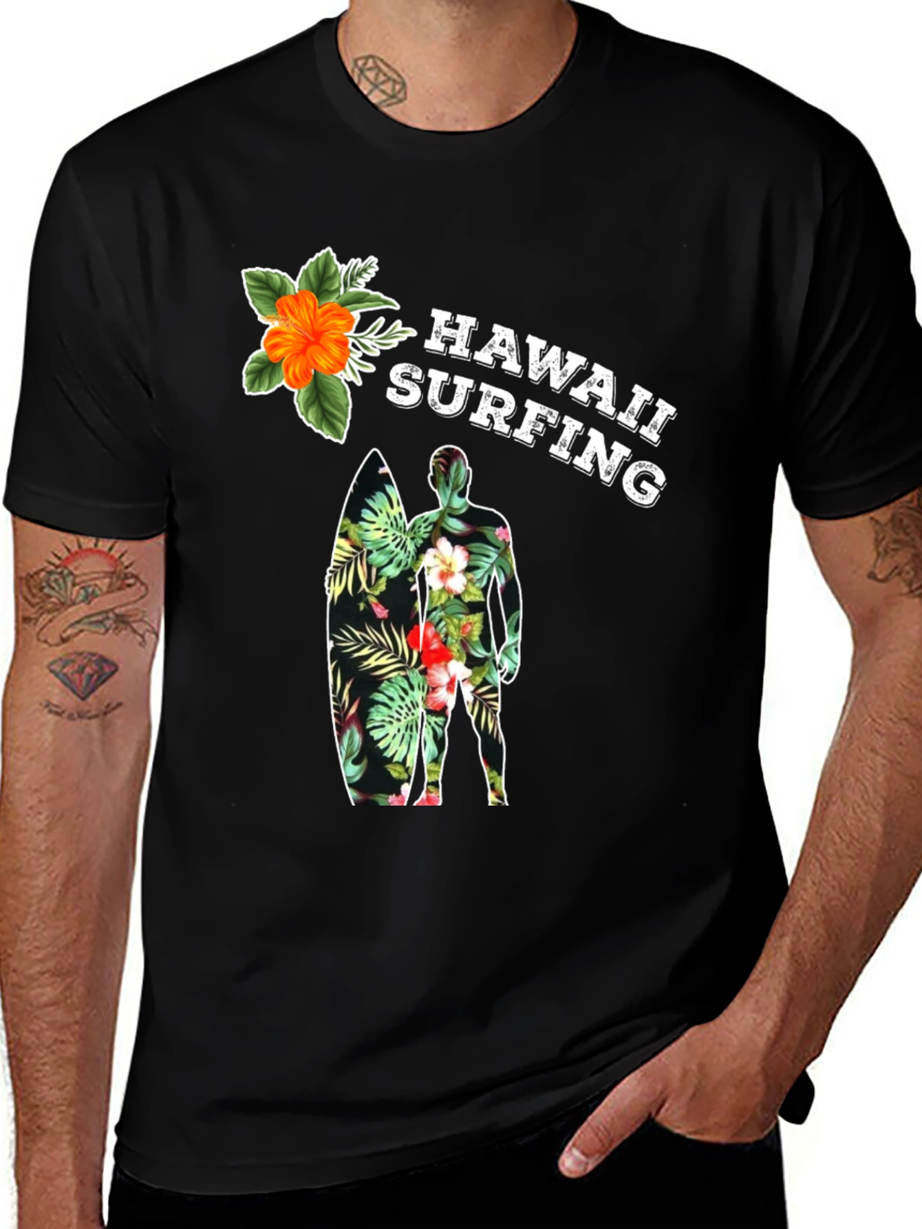 Variant 10 of Hawaii Surfing Floral T-Shirt