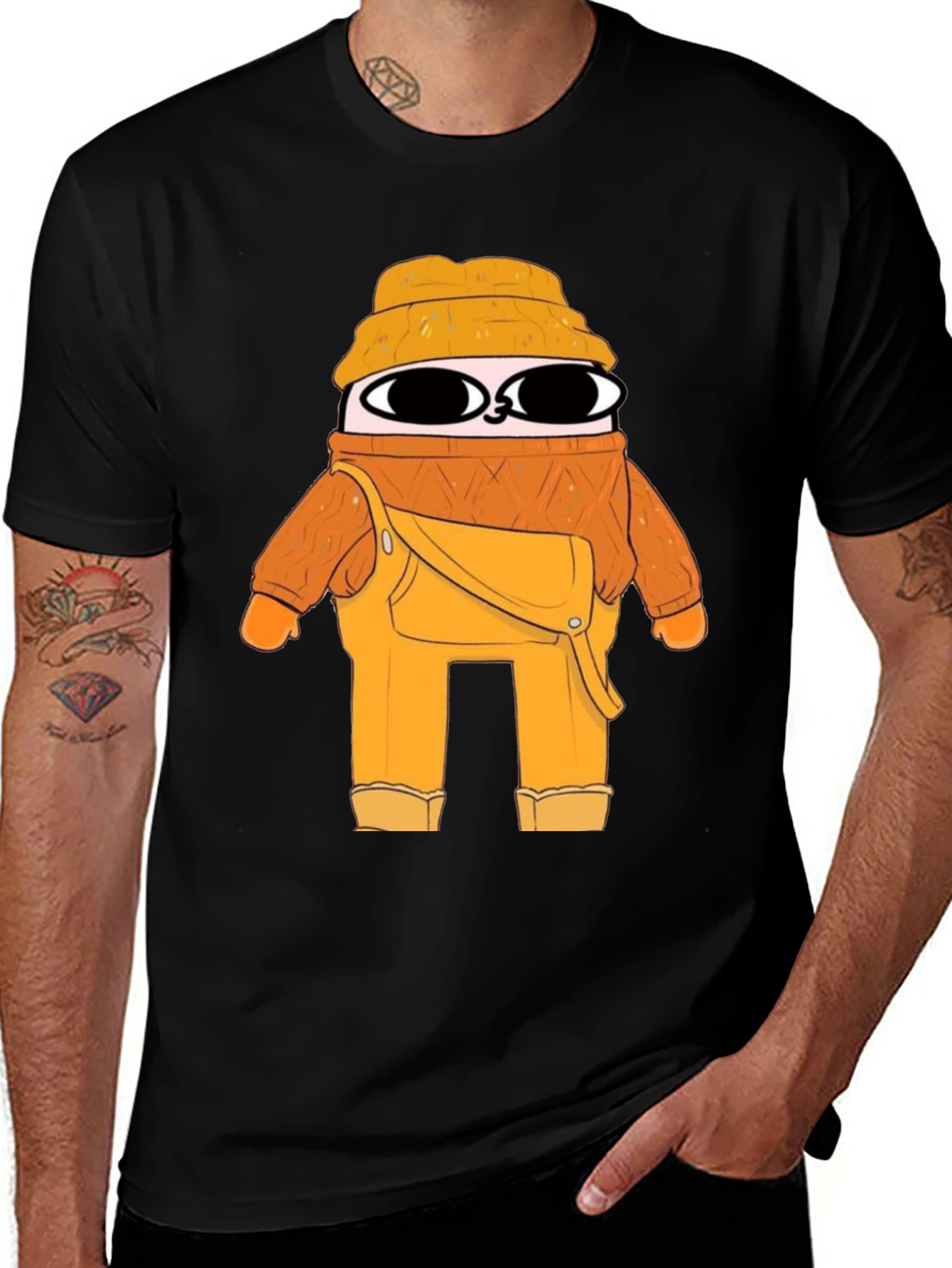 Variant 20 of Cartoon Character Graphic Black T-Shirt
