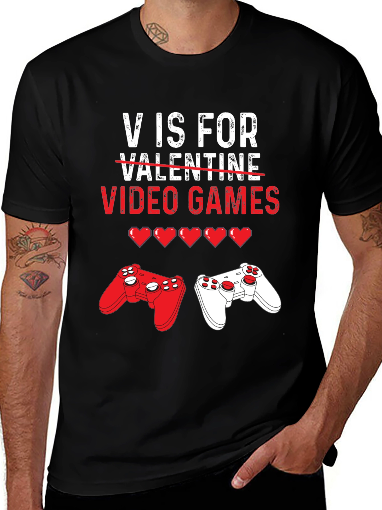V is for Video Games Valentine's Day T-Shirt
