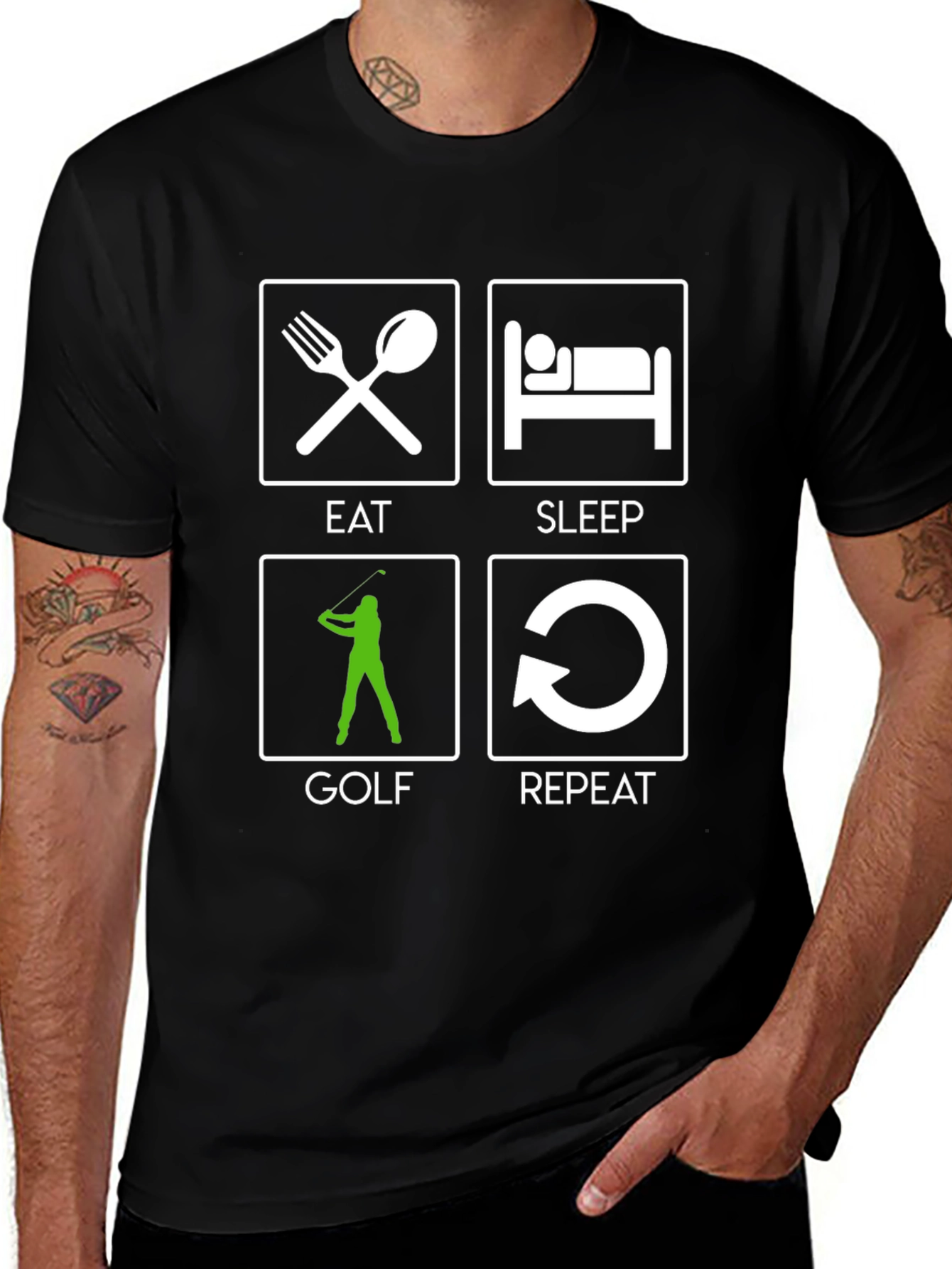 Variant 14 of Eat Sleep Golf Repeat Graphic Tee